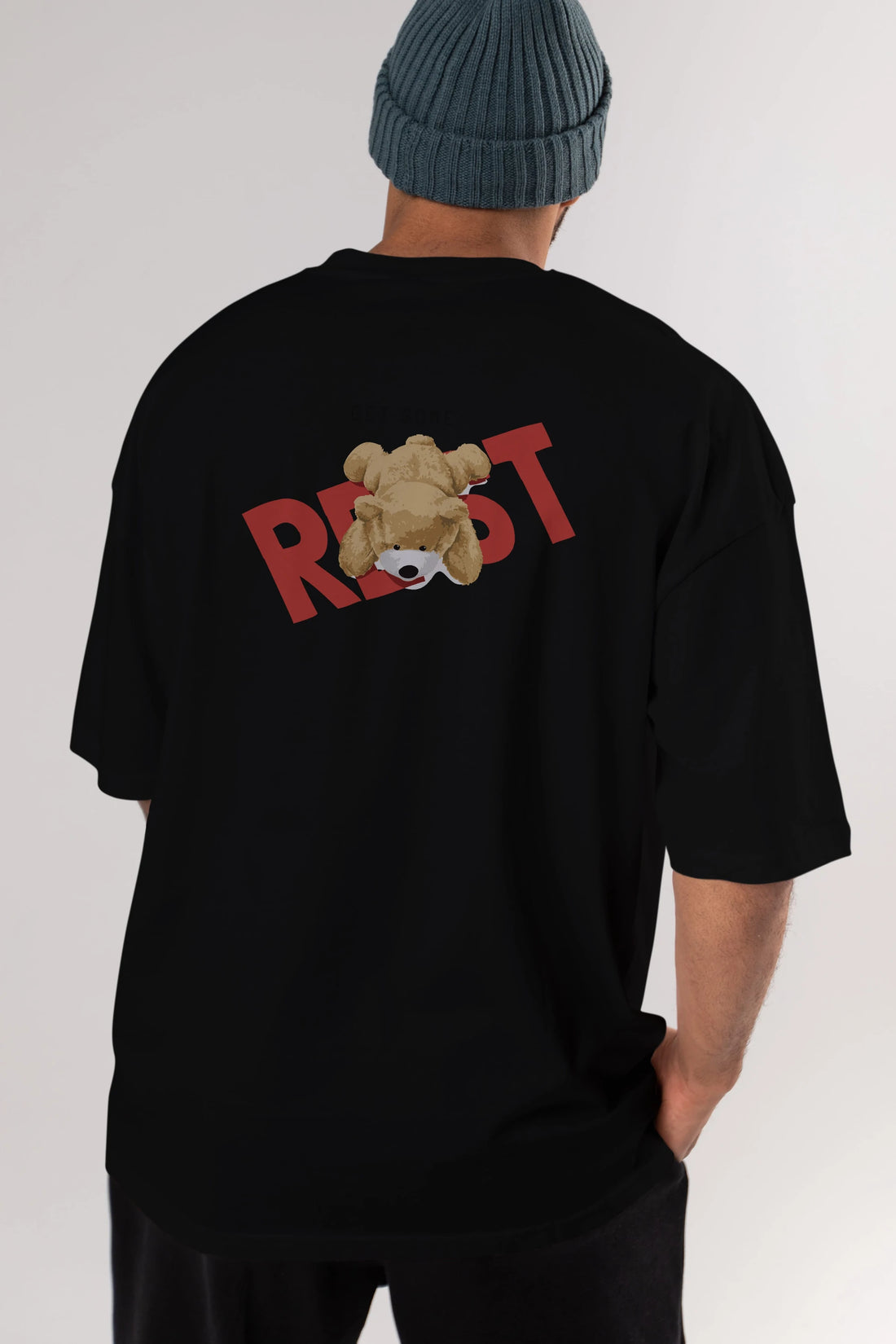 Teddy Bear Rest Arka Baskılı Oversize t-shirt Erkek Kadın Unisex %100 Pamuk