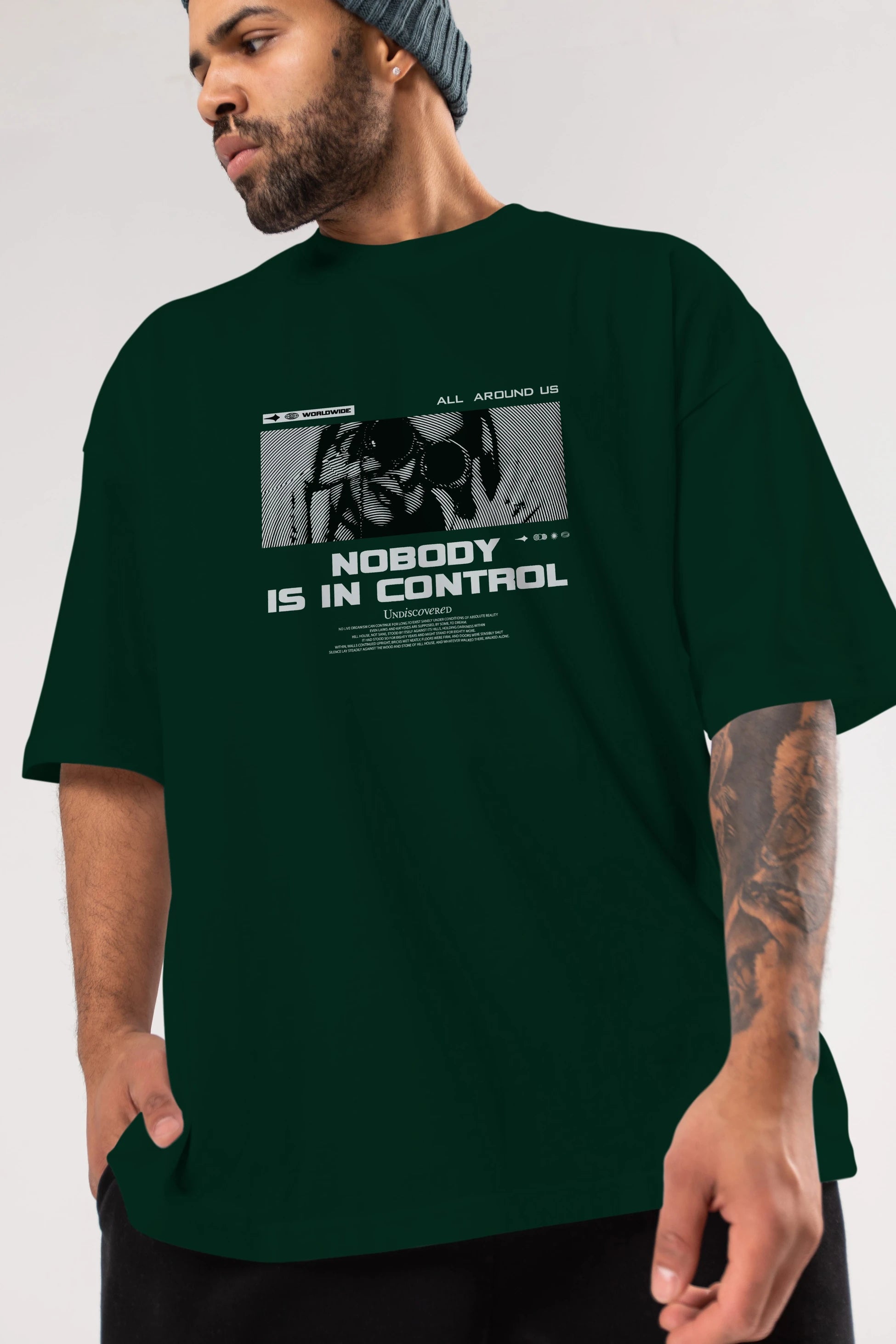 Nobody is in Control Ön Baskılı Oversize t-shirt Erkek Kadın Unisex