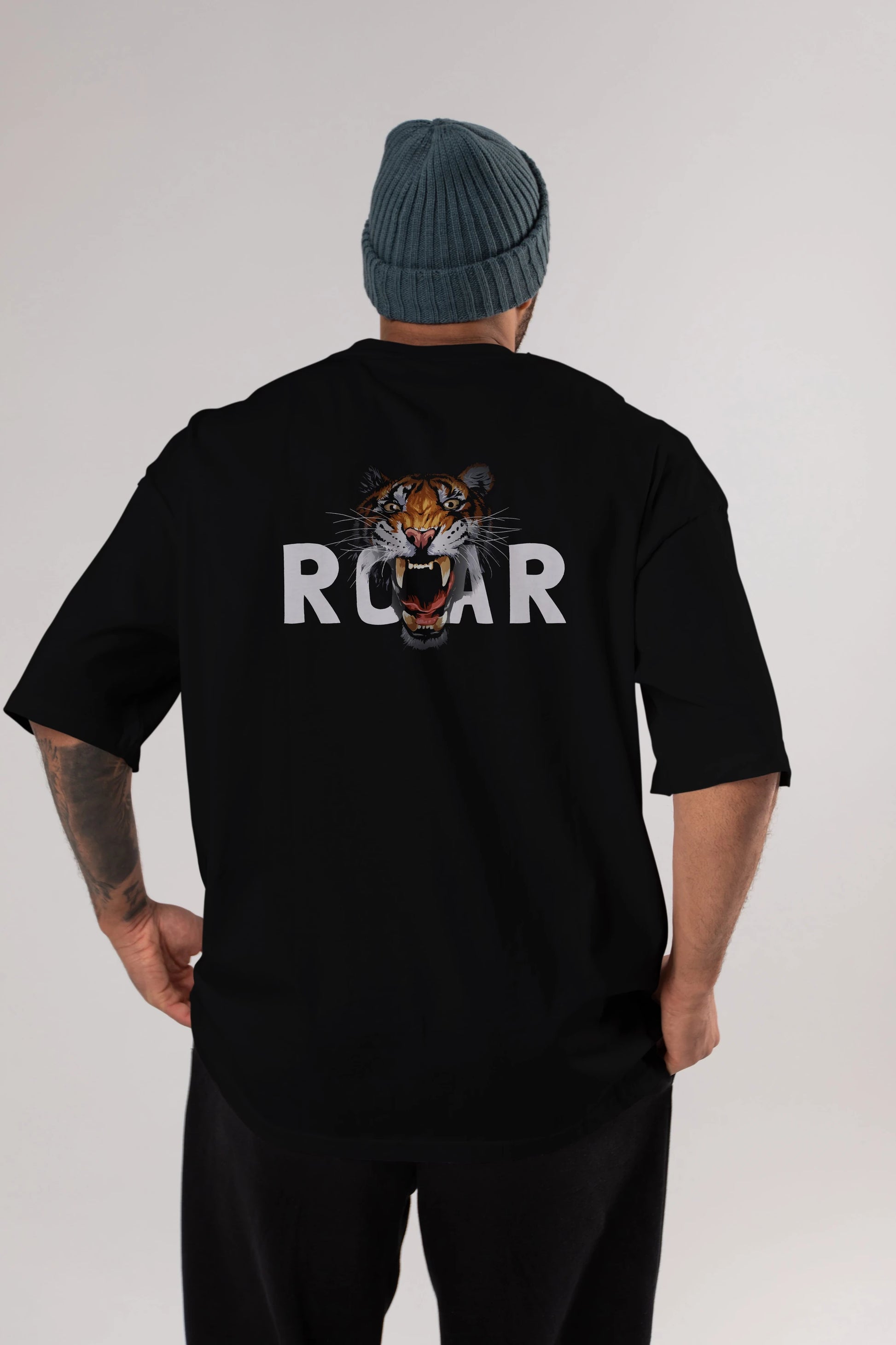 Teddy Bear Roar Arka Baskılı Oversize t-shirt Erkek Kadın Unisex %100 Pamuk