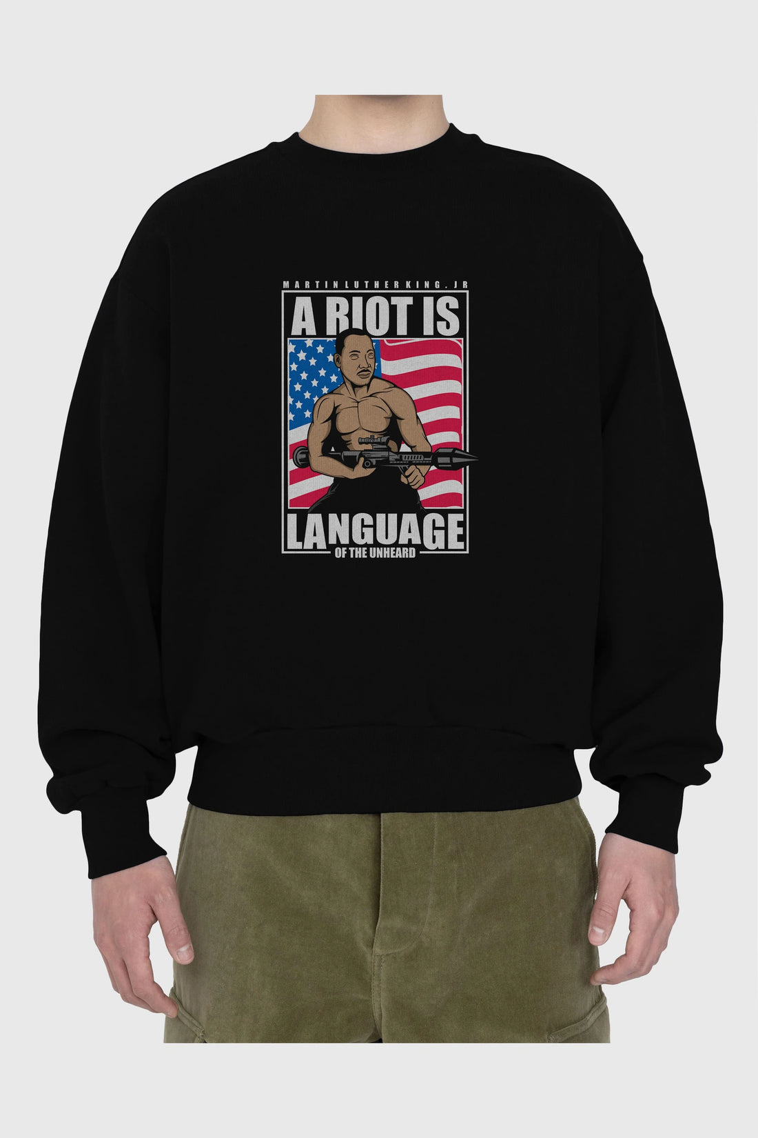 Luther King Jr Rambo Ön Baskılı Oversize Sweatshirt Erkek Kadın Unisex