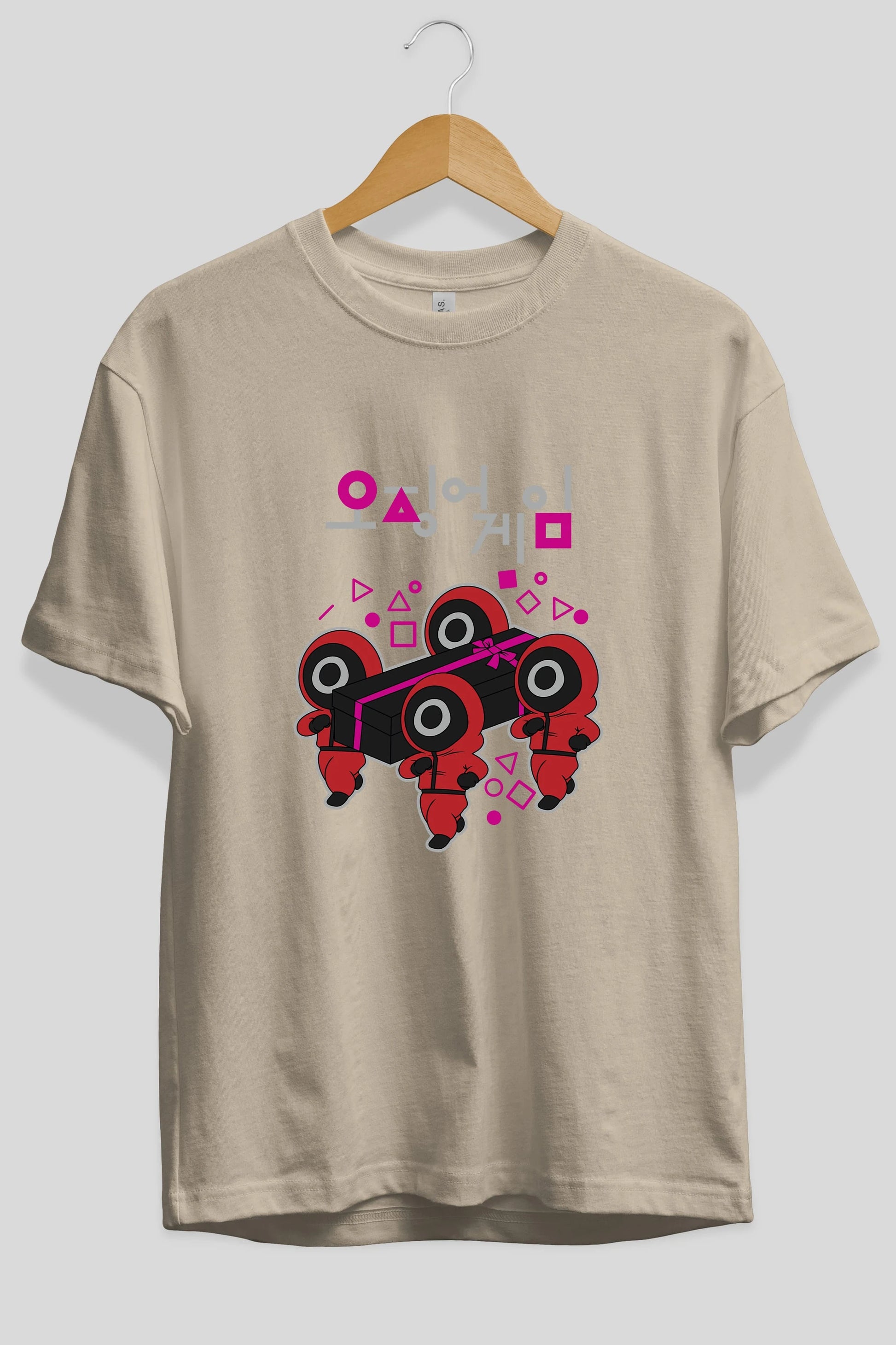 Squid Game (6) Ön Baskılı Oversize t-shirt Erkek Kadın Unisex %100 Pamuk Bisiklet Yaka tişort