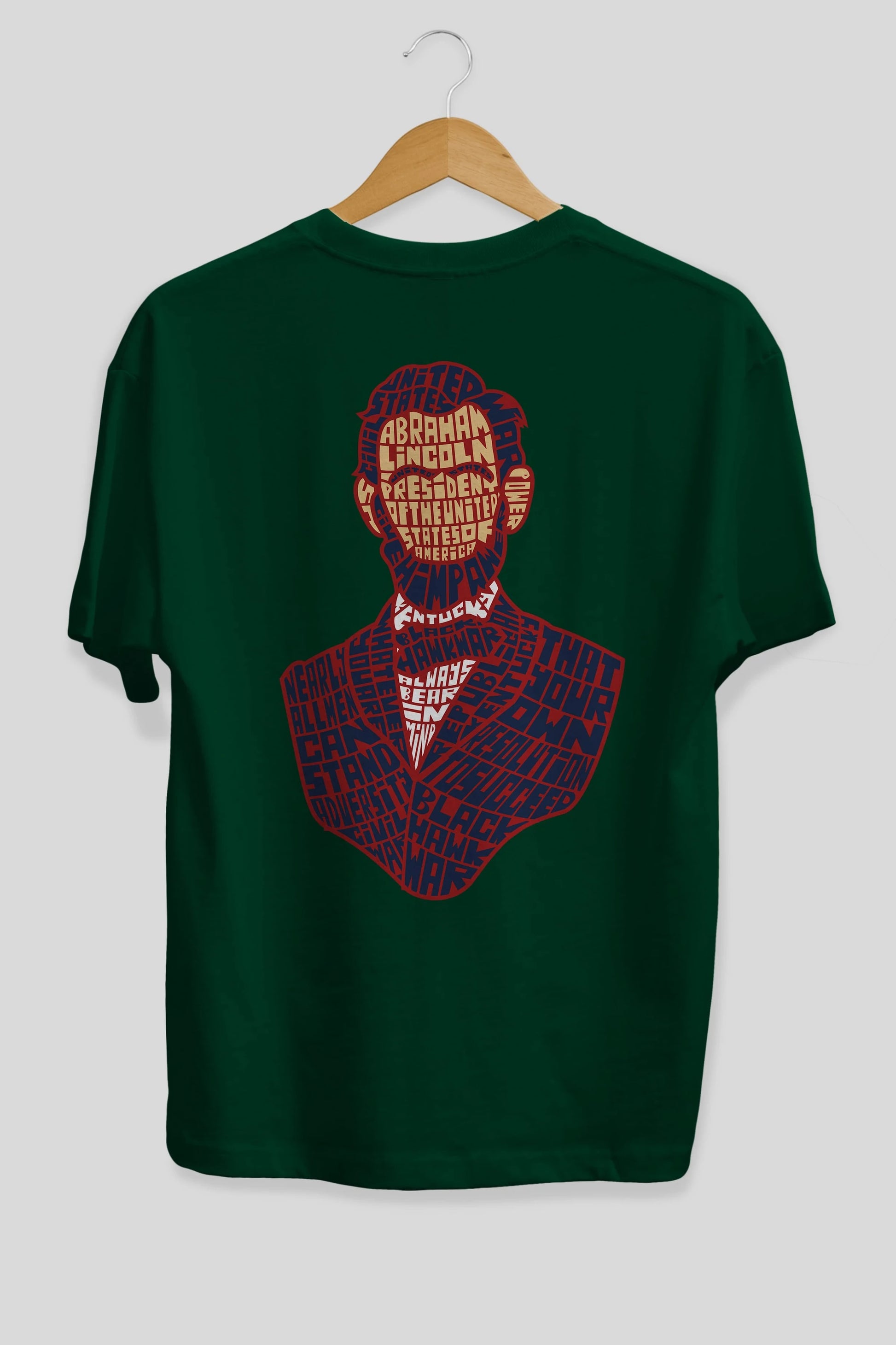 Abraham Lincoln Arka Baskılı Oversize t-shirt %100 pamuk Erkek Kadın Unisex