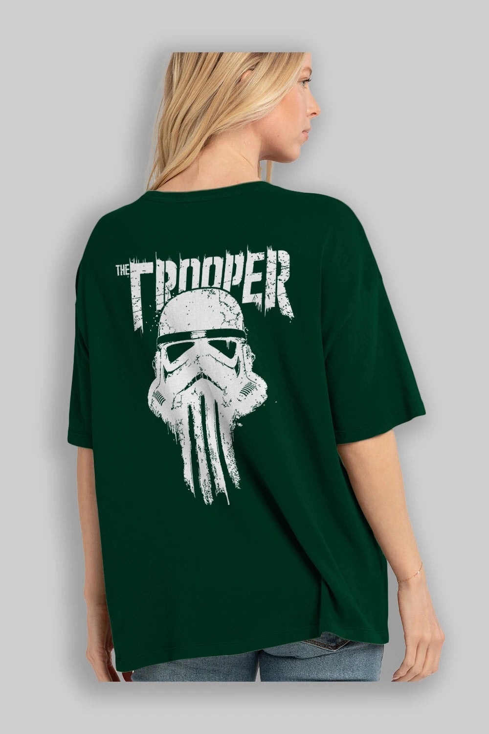 The Trooper Arka Baskılı Oversize t-shirt Erkek Kadın Unisex %100 Pamuk Bisiklet Yaka tişort