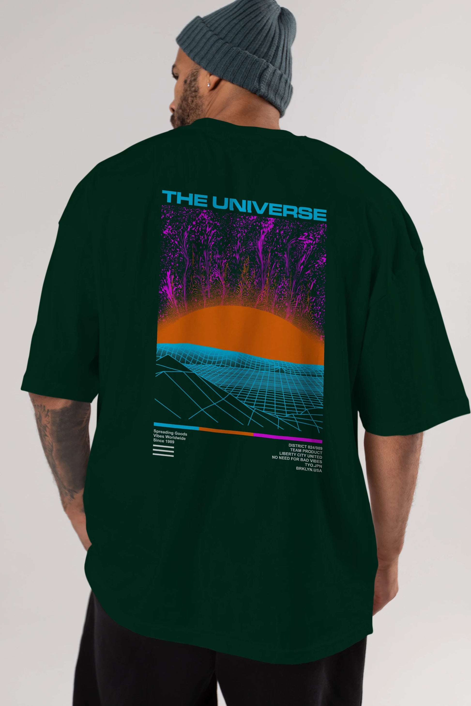 The Universe Arka Baskılı Oversize t-shirt Erkek Kadın Unisex
