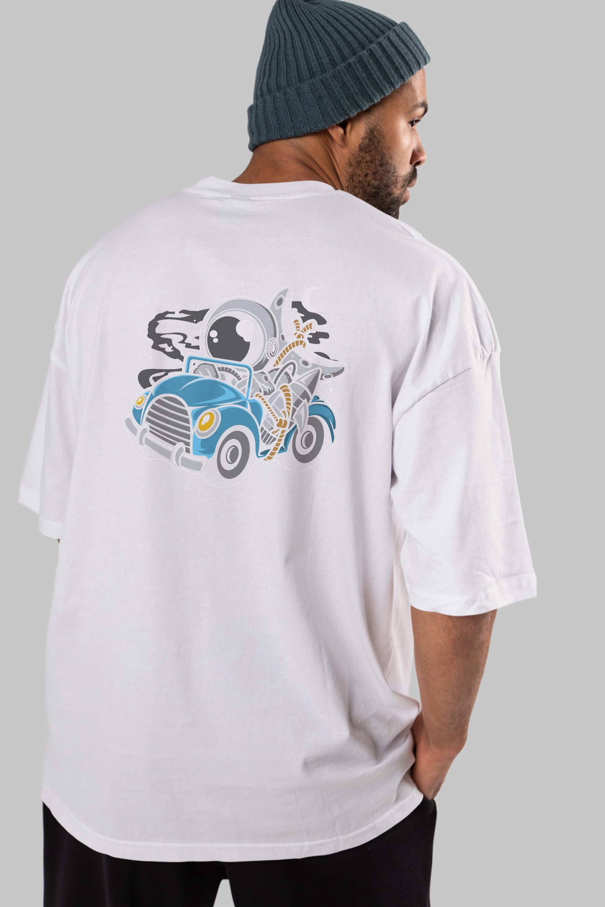 Astronaut Journey Arka Baskılı Oversize t-shirt Erkek Kadın Unisex