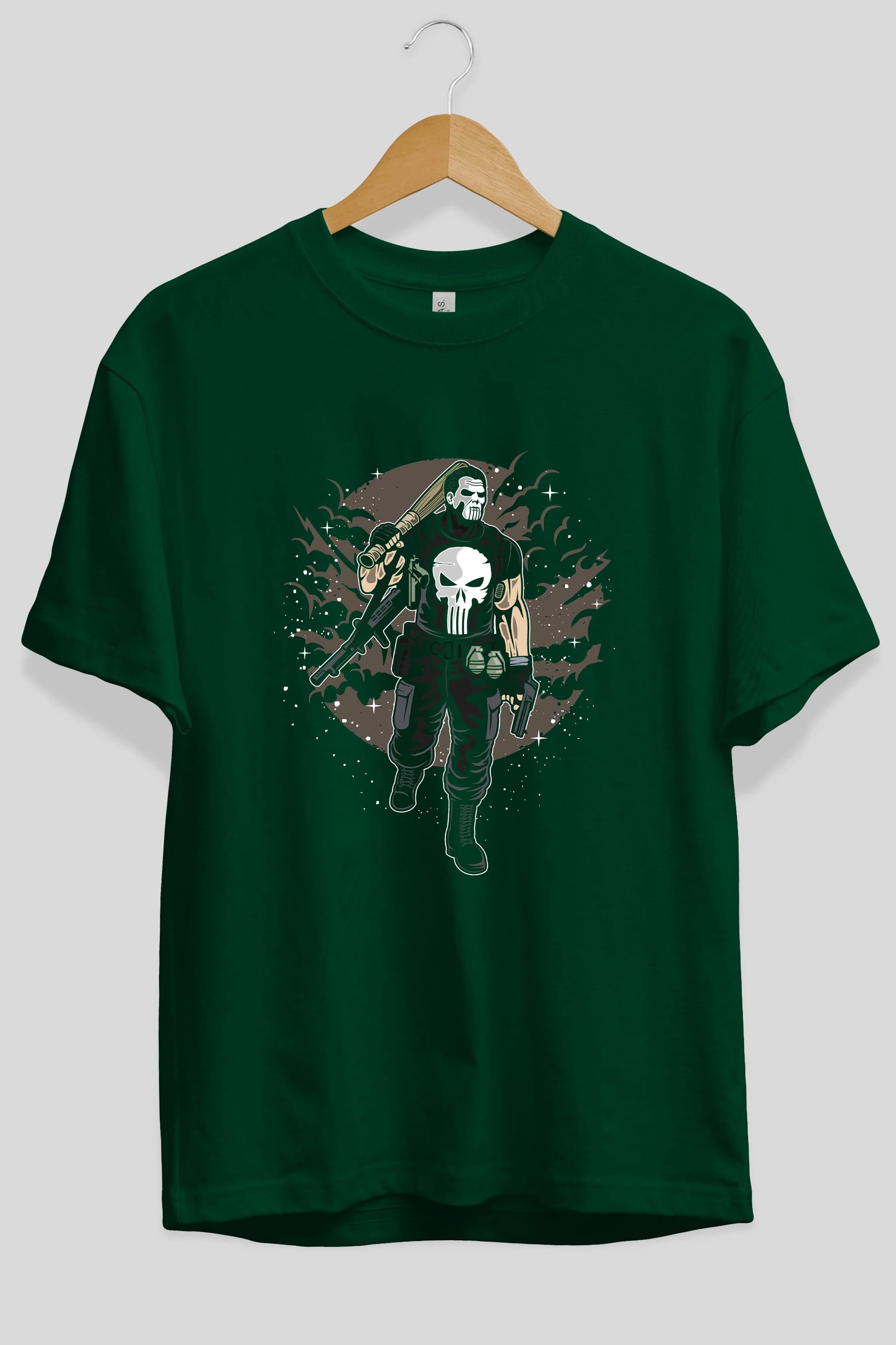 Punisher Ön Baskılı Oversize t-shirt Erkek Kadın Unisex %100 Pamuk tişort