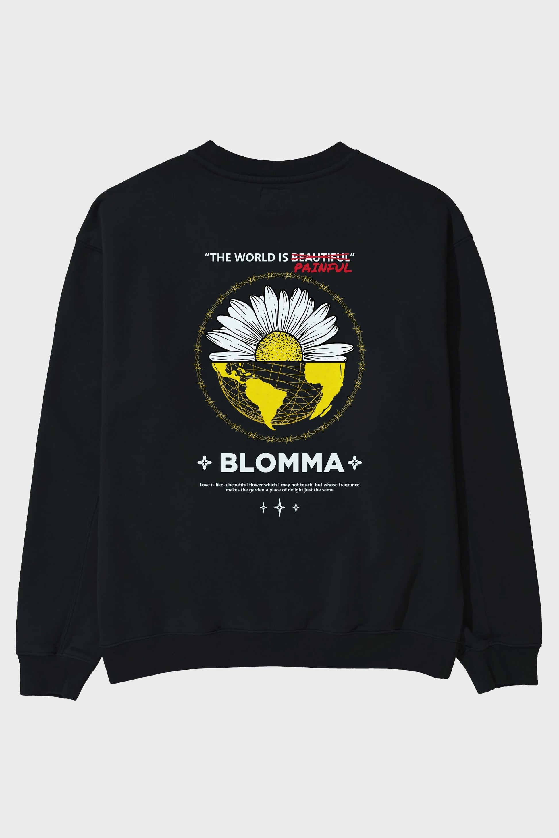 Blomma Arka Baskılı Oversize Sweatshirt Erkek Kadın Unisex