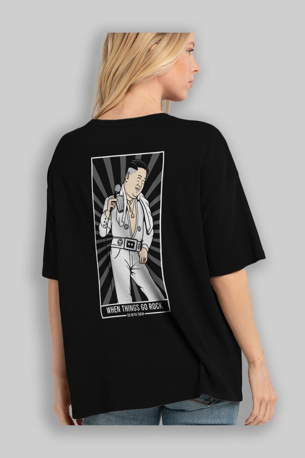 Kim Elvis Arka Baskılı Oversize t-shirt Erkek Kadın Unisex %100 Pamuk tişort