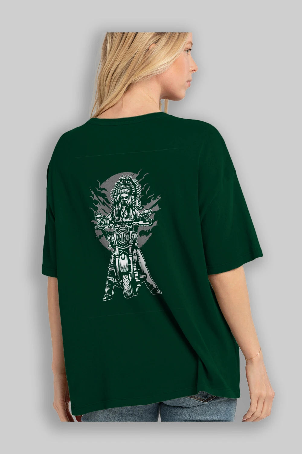 Indian Chief Motorcycle Arka Baskılı Oversize t-shirt Erkek Kadın Unisex %100 Pamuk