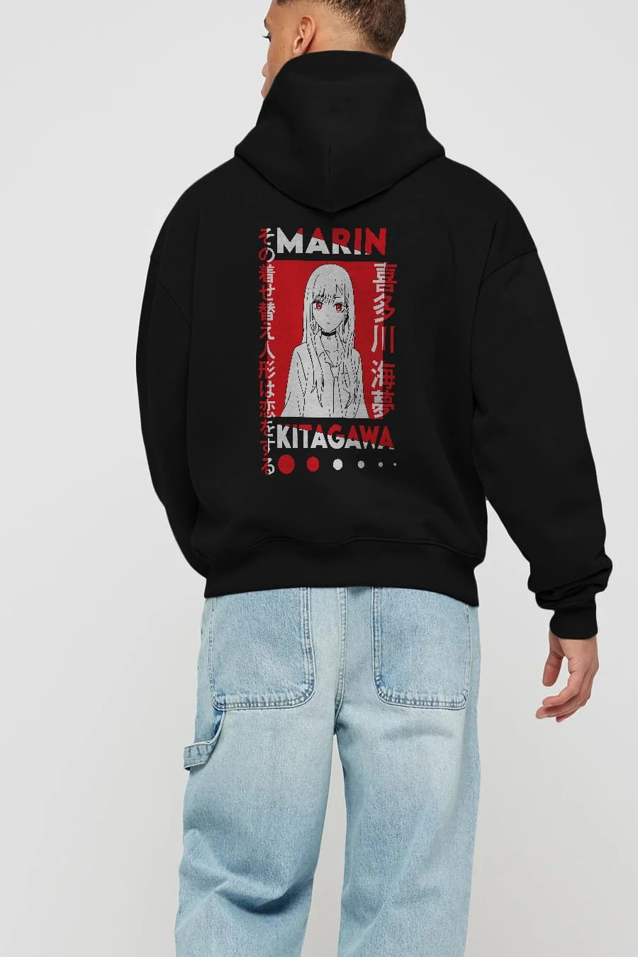 MARIN KITAGAWA Anime Arka Baskılı Hoodie Oversize Kapüşonlu Sweatshirt Erkek Kadın Unisex