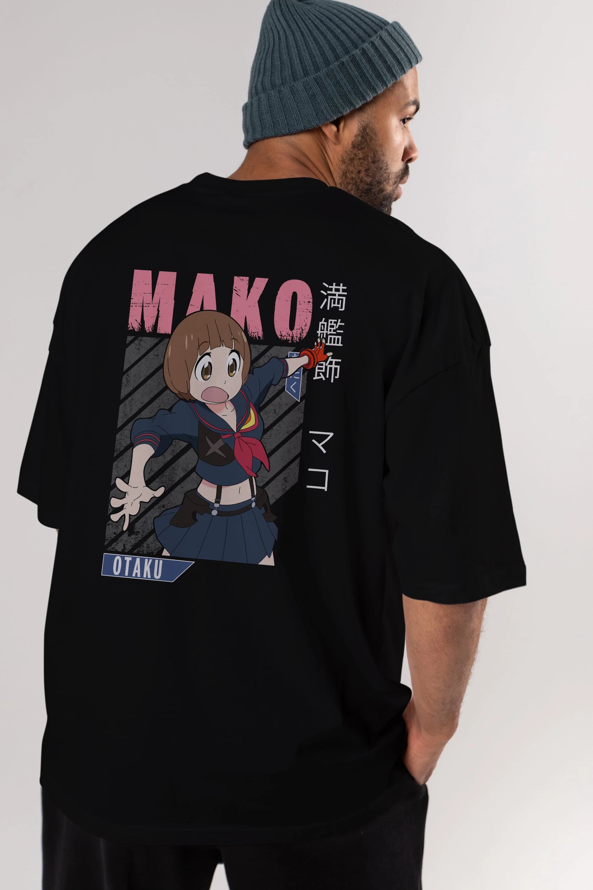 Mako Mankanshoku 2 Anime Arka Baskılı Oversize t-shirt Erkek Kadın Unisex