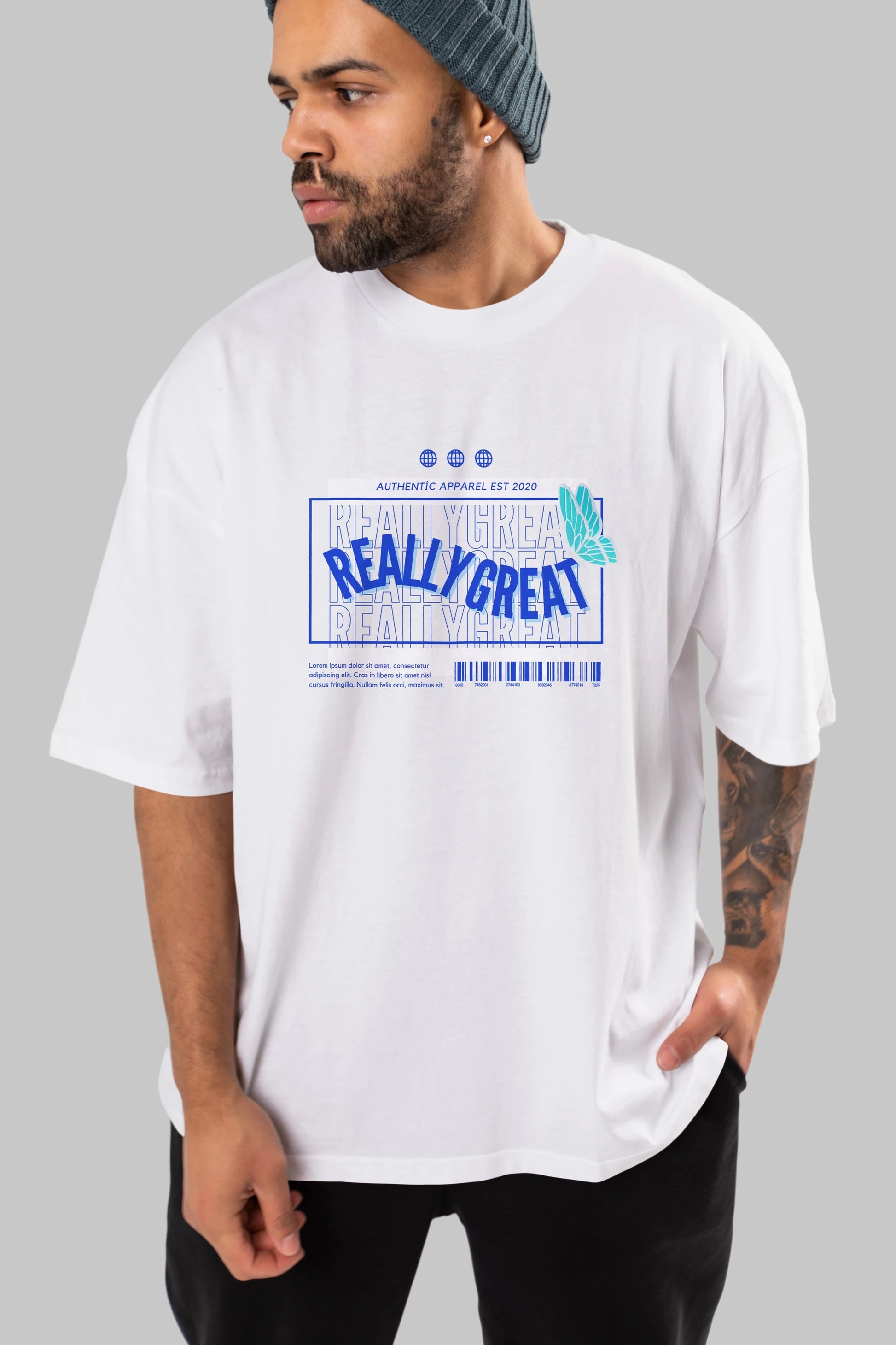 Really Great Yazılı Ön Baskılı Oversize t-shirt Erkek Kadın Unisex