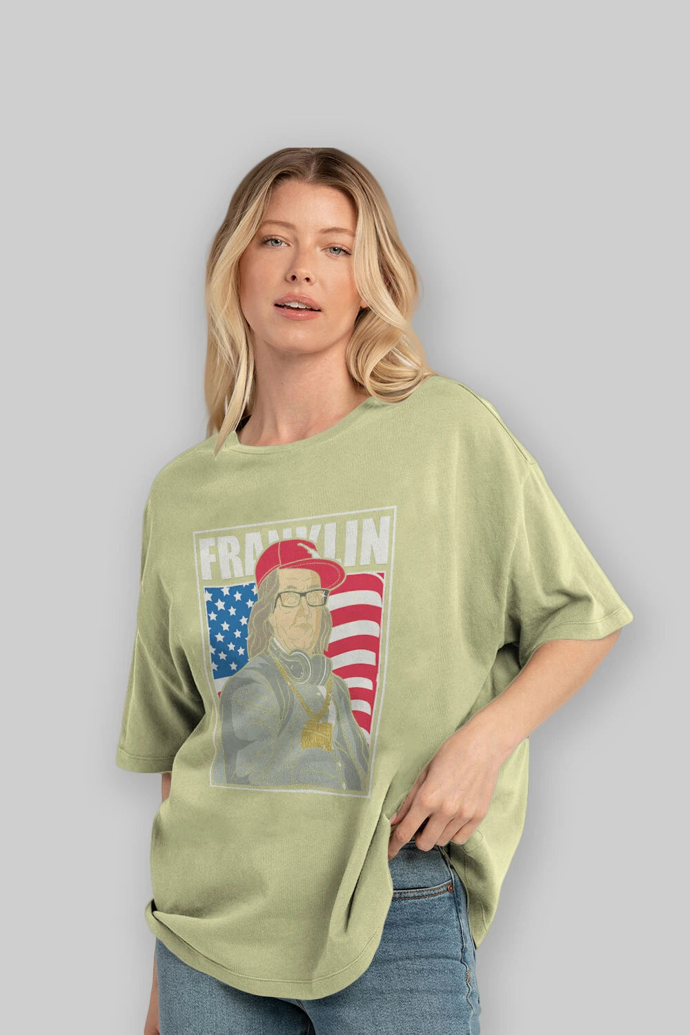 Franklin Rapper Ön Baskılı Oversize t-shirt Erkek Kadın Unisex %100 Pamuk tişort