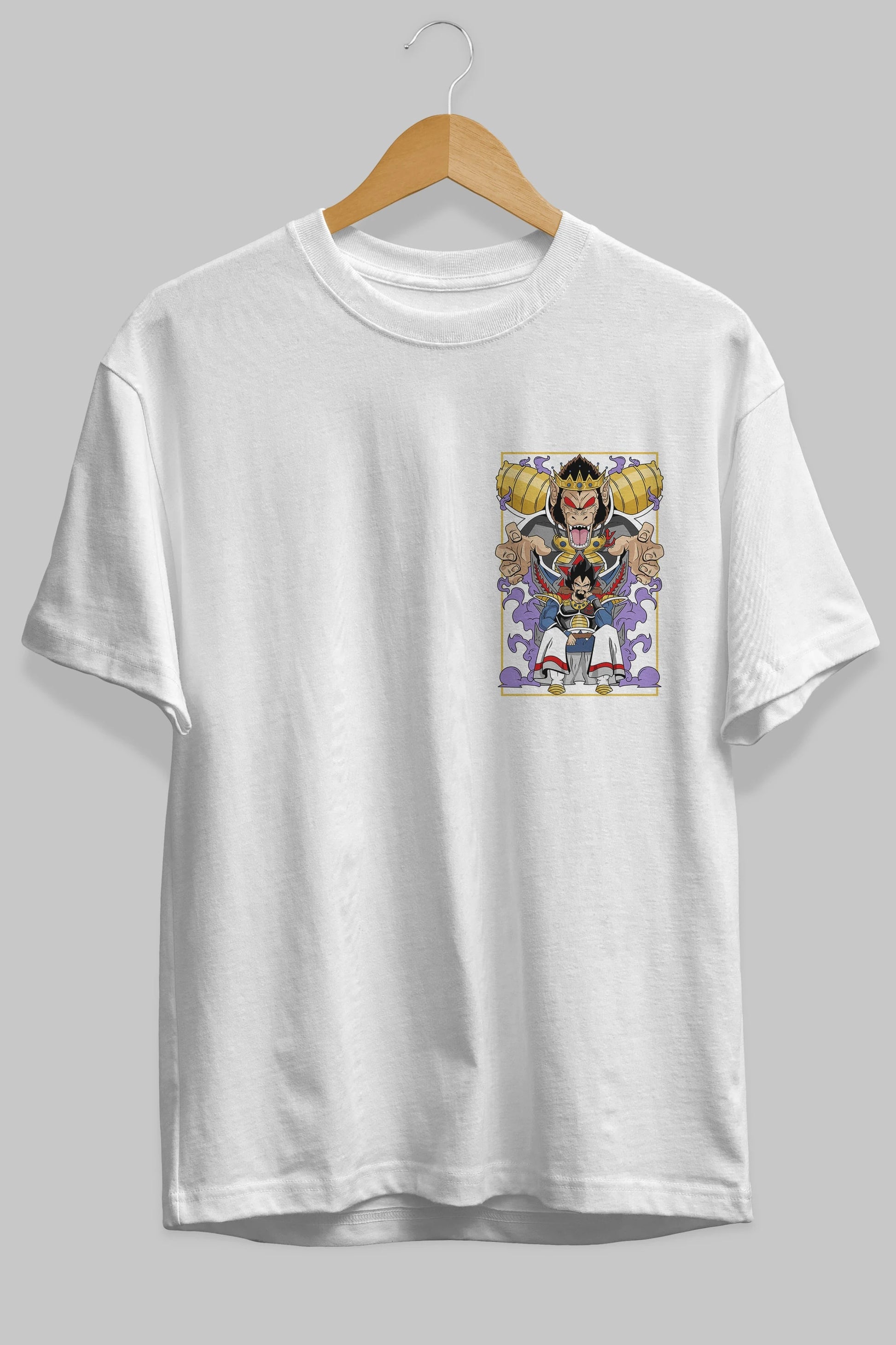 DragonBall ReyVegeta Ön Sol Baskılı Oversize t-shirt Erkek Kadın Unisex %100 Pamuk Bisiklet Yaka tişort