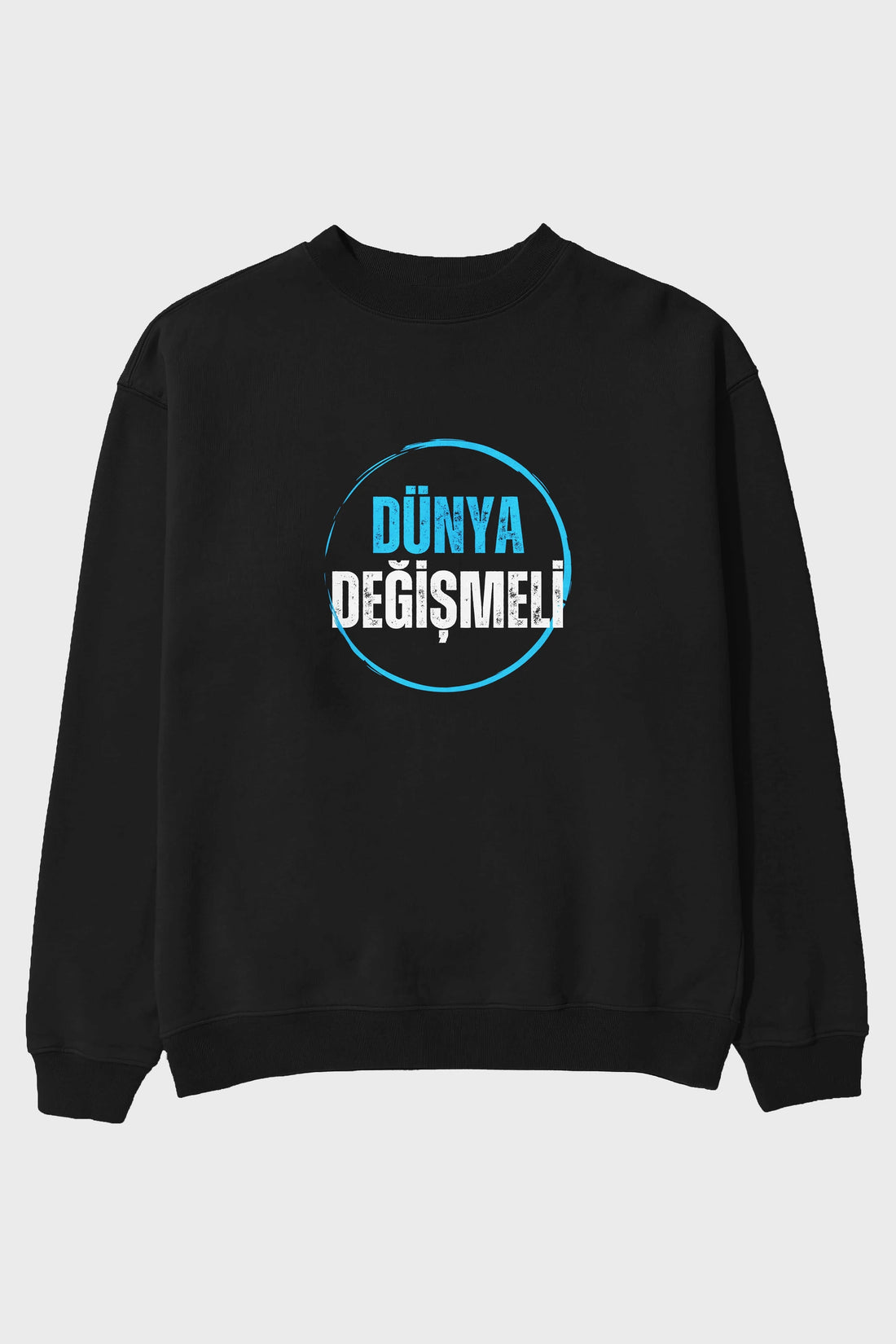 Dünya Değişmeli Yazılı Ön Baskılı Oversize Sweatshirt Erkek Kadın Unisex