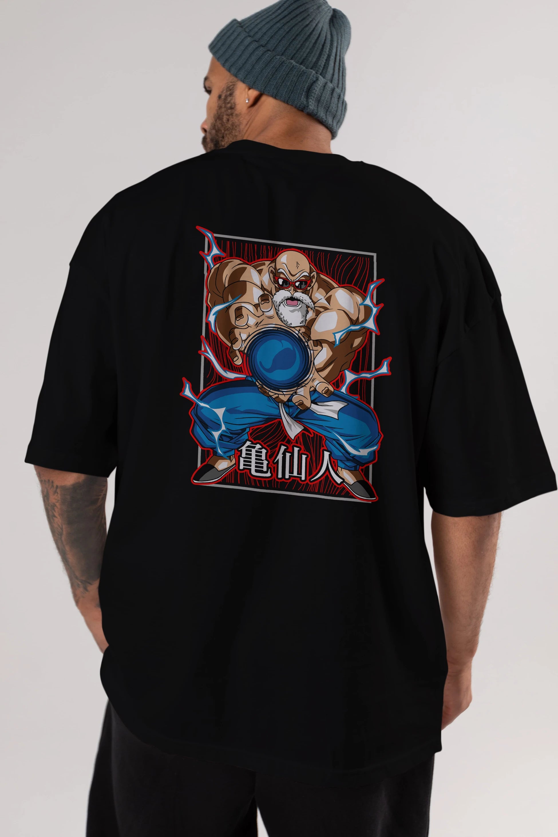 DragonBall MaestroRoshi Anime Arka Baskılı Oversize t-shirt Erkek Kadın Unisex