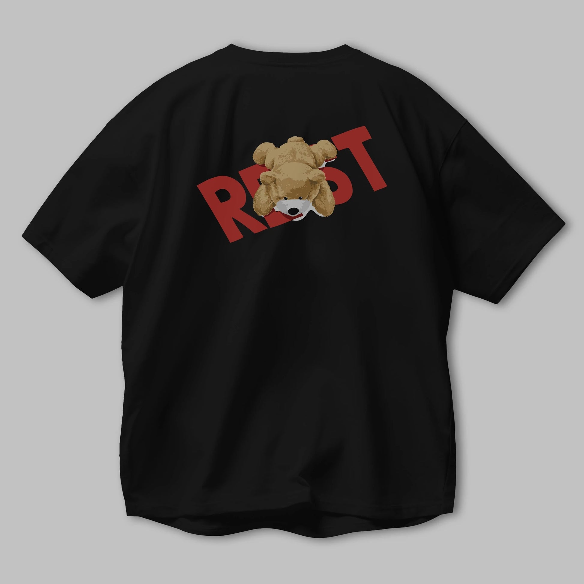 Teddy Bear Rest Arka Baskılı Oversize t-shirt Erkek Kadın Unisex %100 Pamuk