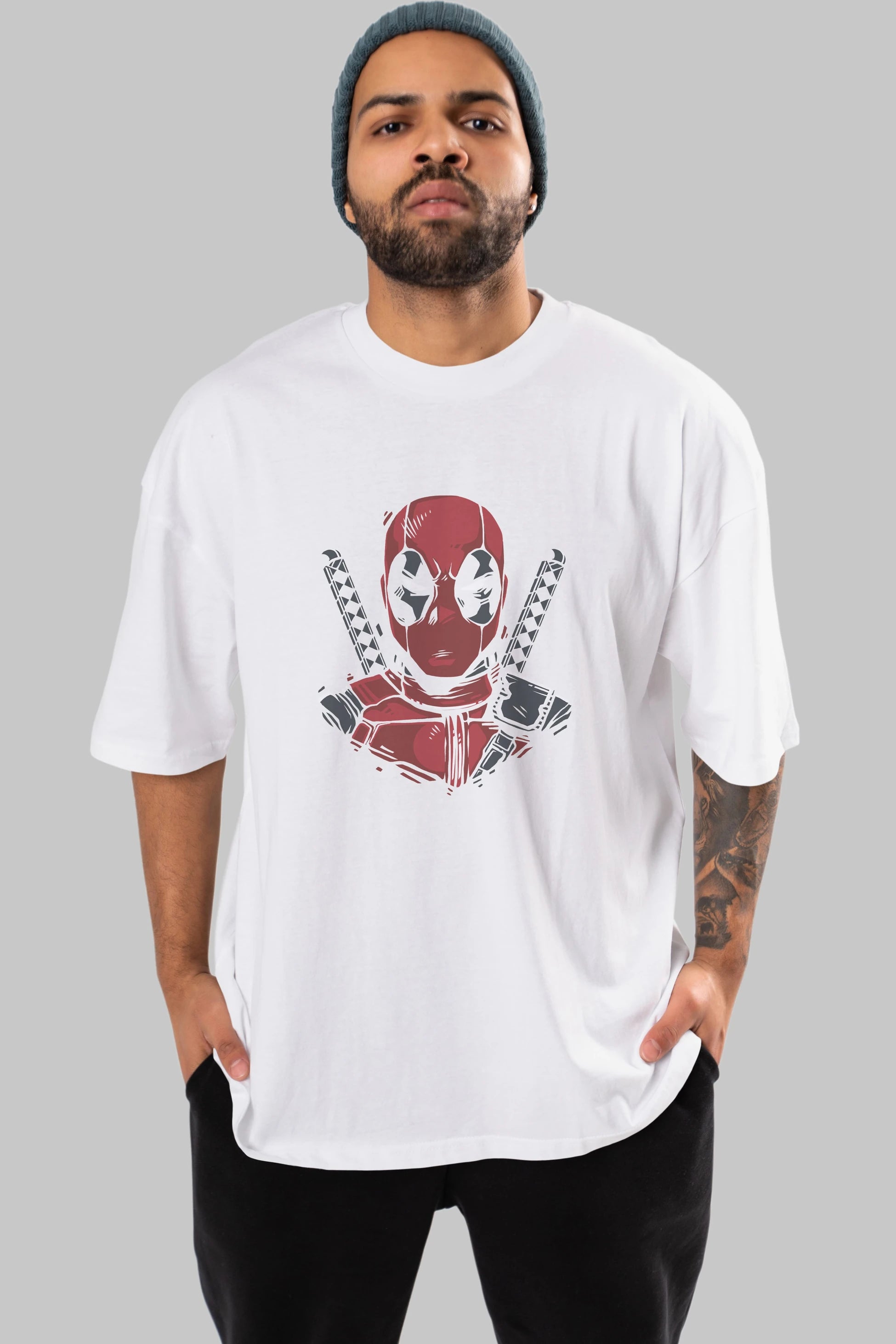 Deadpool (4) Ön Baskılı Oversize t-shirt Erkek Kadın Unisex %100 Pamuk Bisiklet Yaka tişort