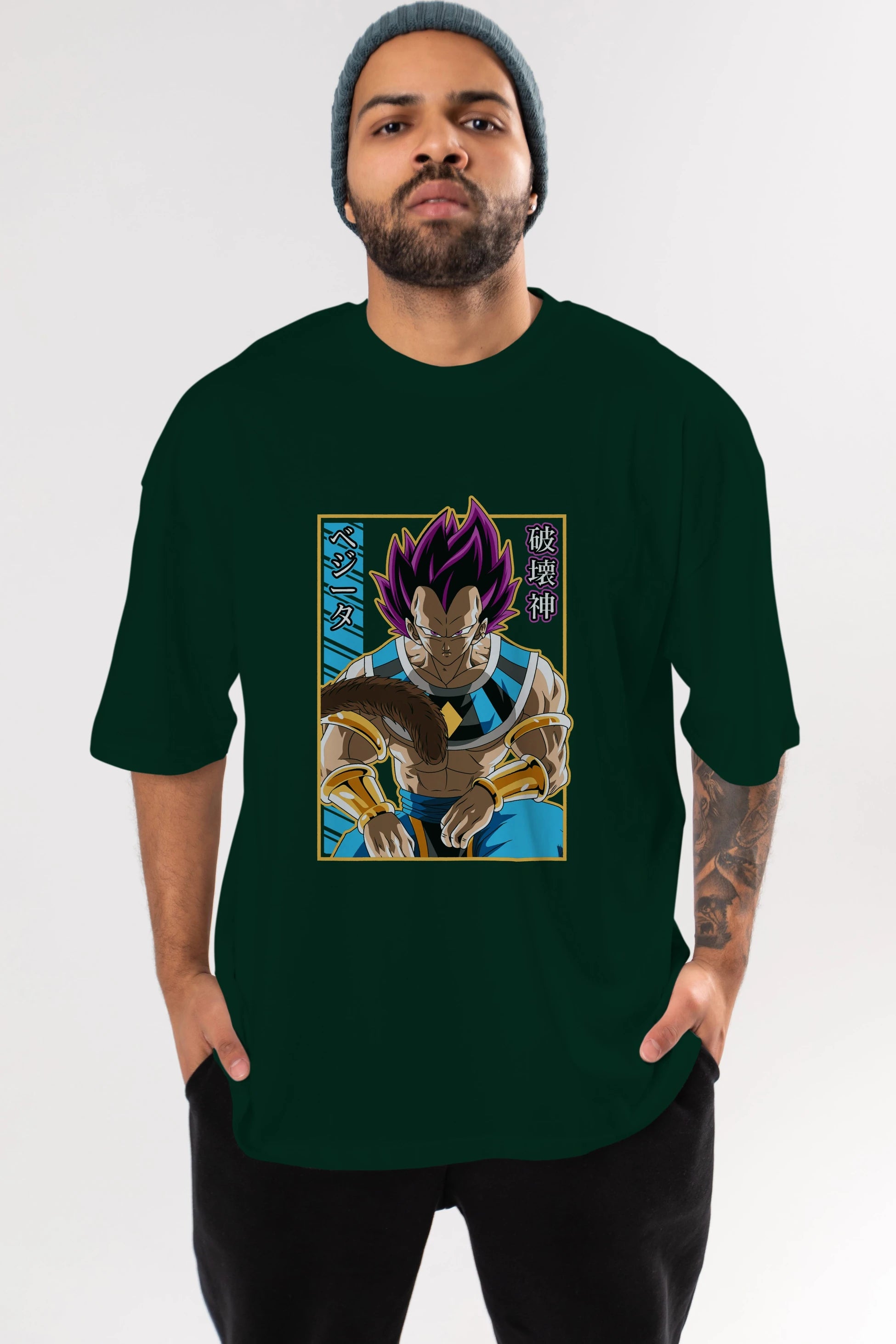 DragonBall VegetaHakaishin Anime Ön Baskılı Oversize t-shirt %100 pamuk Erkek Kadın Unisex