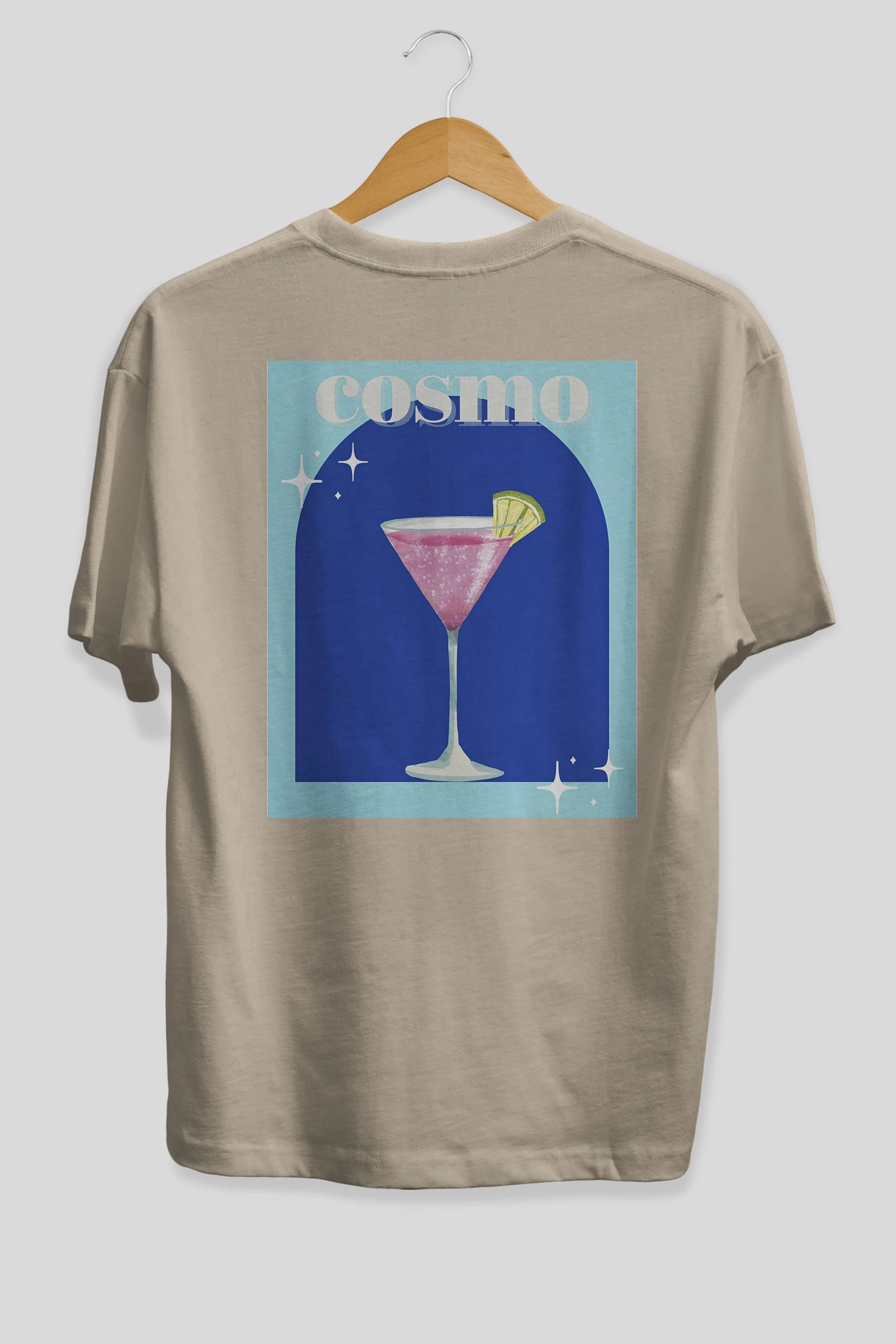 Cosmopolitan 2 Arka Baskılı Oversize t-shirt Erkek Kadın Unisex %100 Pamuk Bisiklet Yaka tişort