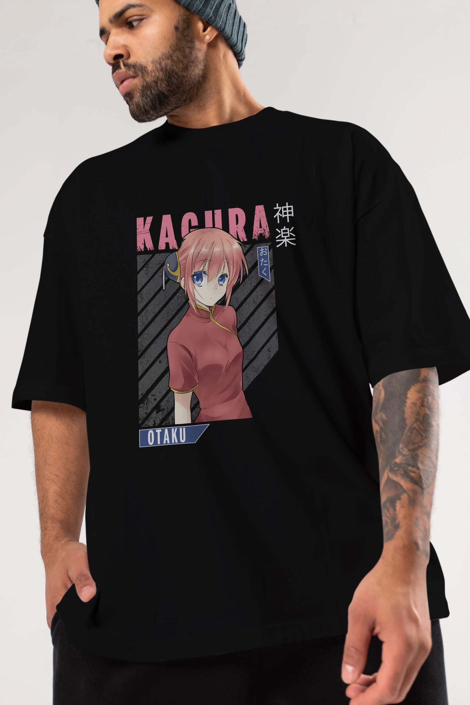 Kagura GINTAMA Anime Ön Baskılı Oversize t-shirt %100 pamuk Erkek Kadın Unisex