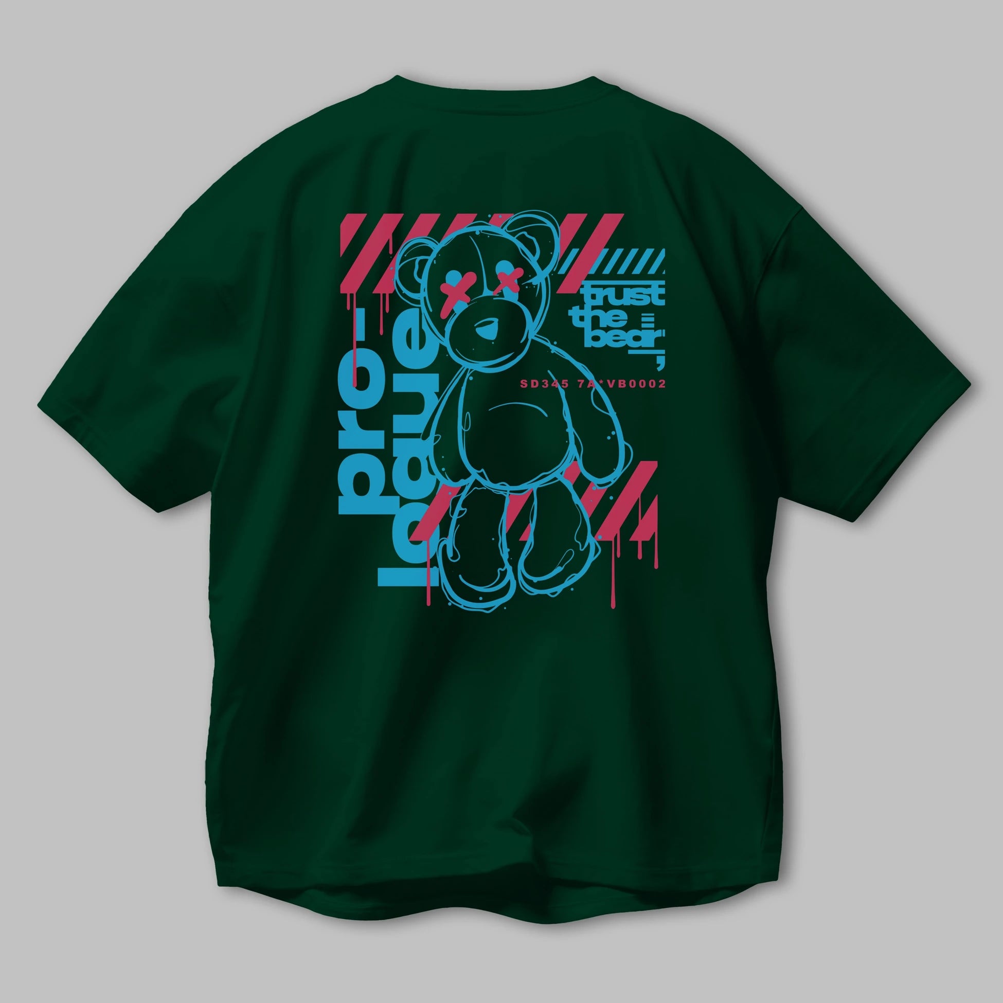 Trust The Bear Arka Baskılı Oversize t-shirt Erkek Kadın Unisex