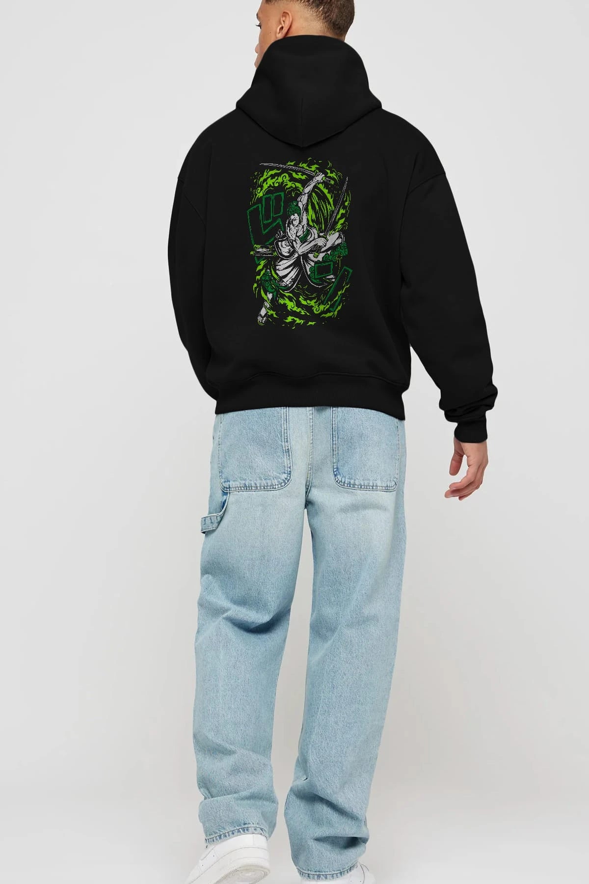 ZORO-ONE PIECE (2) Anime Arka Baskılı Hoodie Oversize Kapüşonlu Sweatshirt Erkek Kadın Unisex