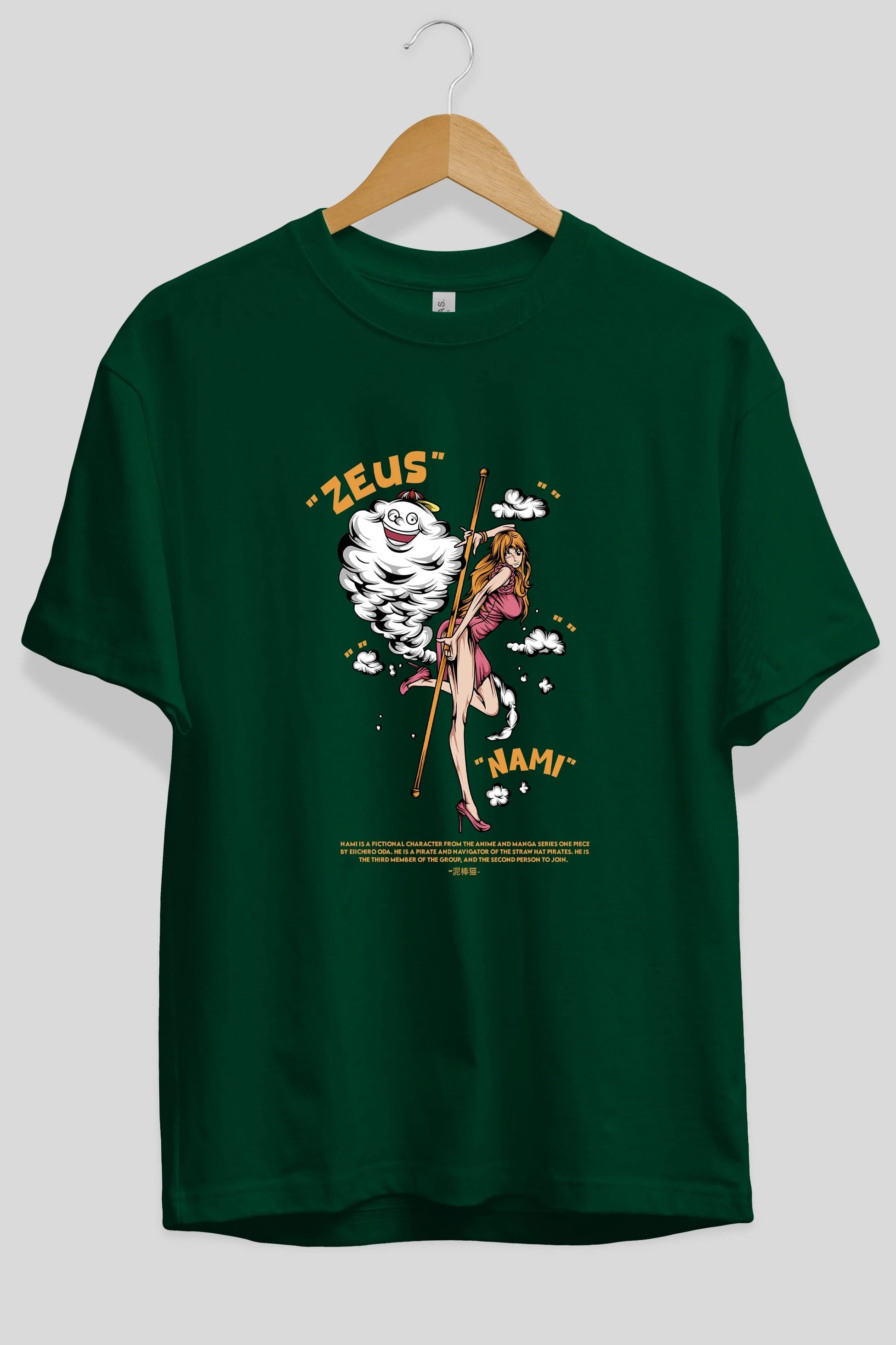 Zeus Nami Anime Ön Baskılı Oversize t-shirt %100 pamuk Erkek Kadın Unisex