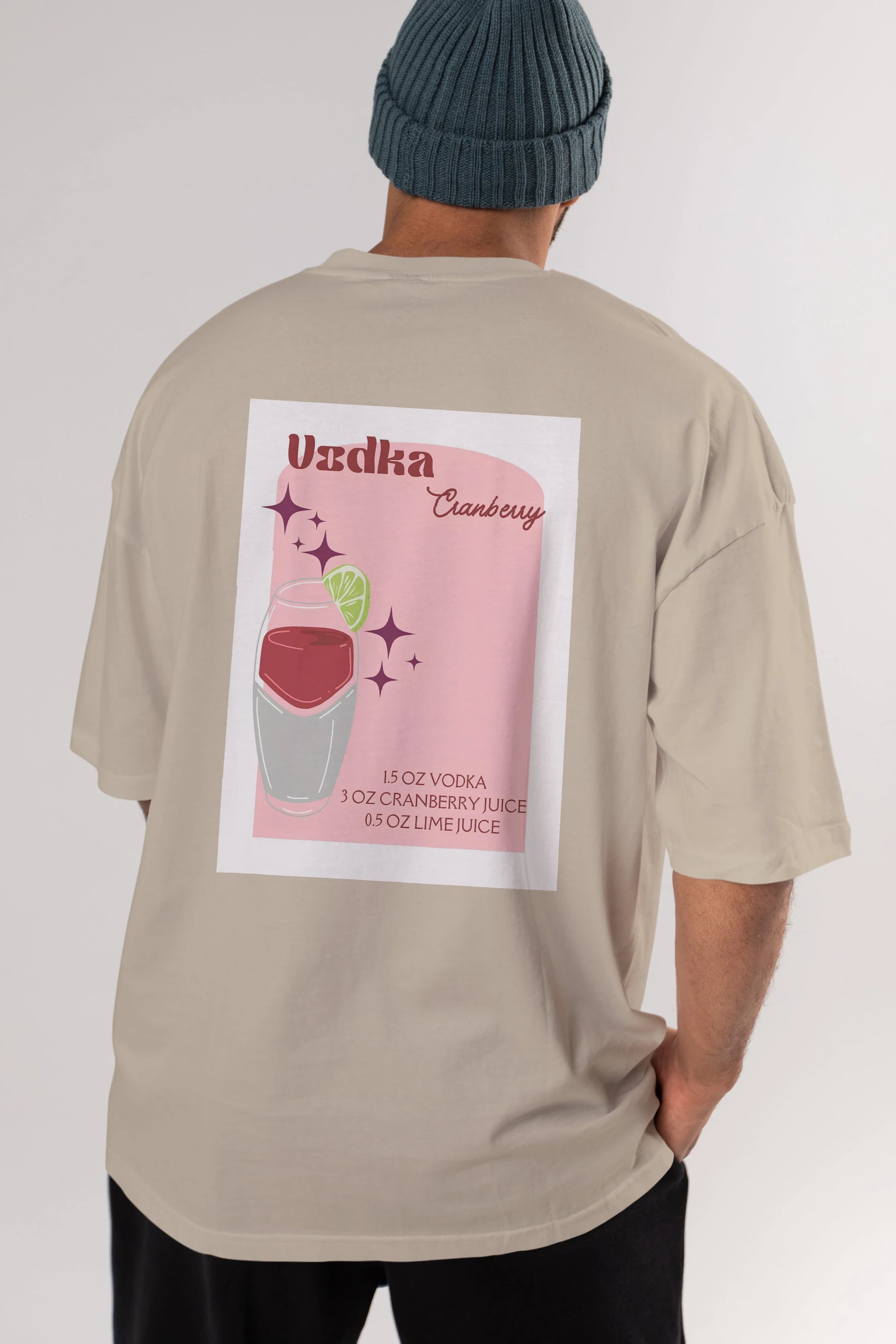Vodka Cranberry 2 Arka Baskılı Oversize t-shirt Erkek Kadın Unisex %100 Pamuk Bisiklet Yaka tişort
