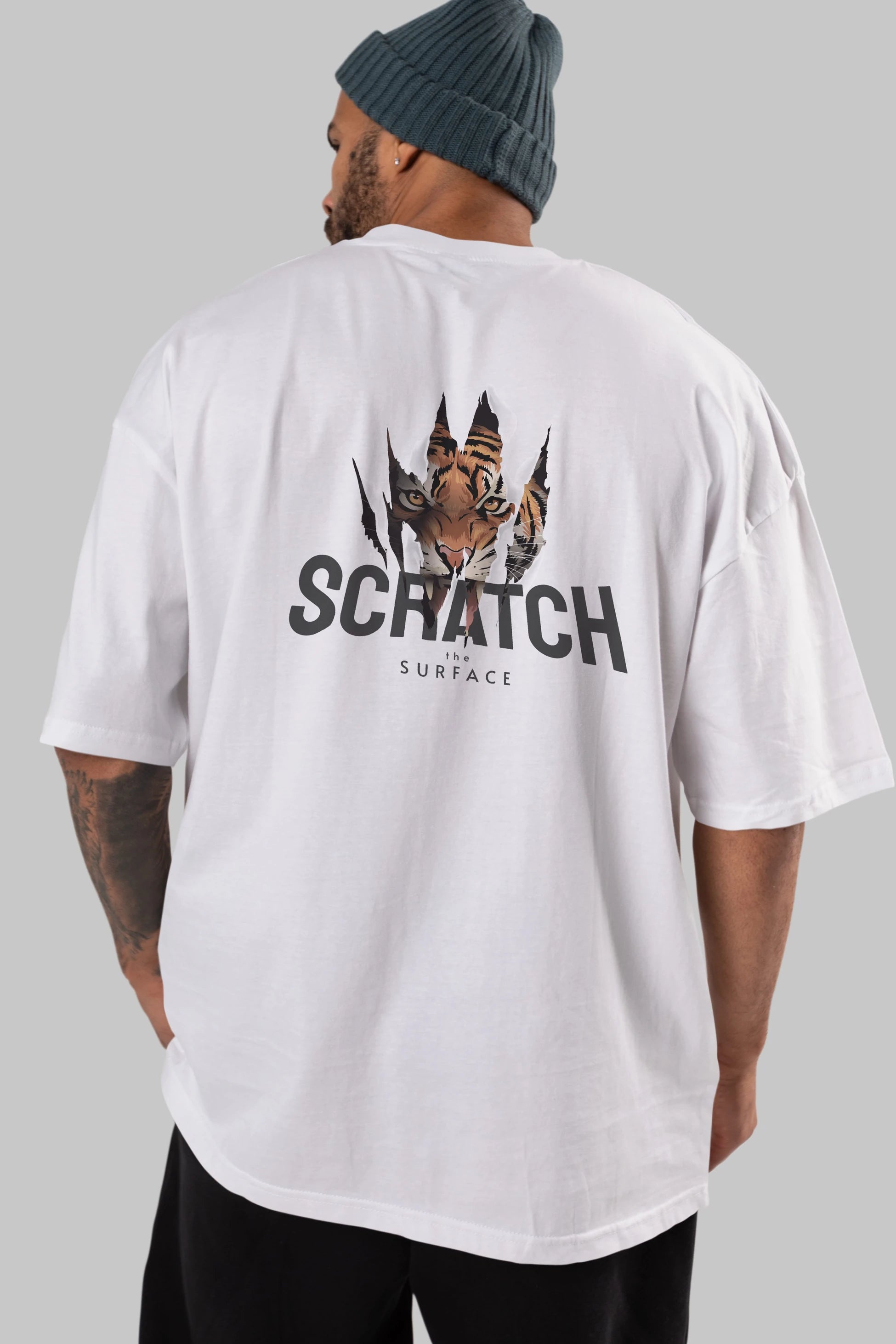 Teddy Bear Scratch Arka Baskılı Oversize t-shirt Erkek Kadın Unisex %100 Pamuk