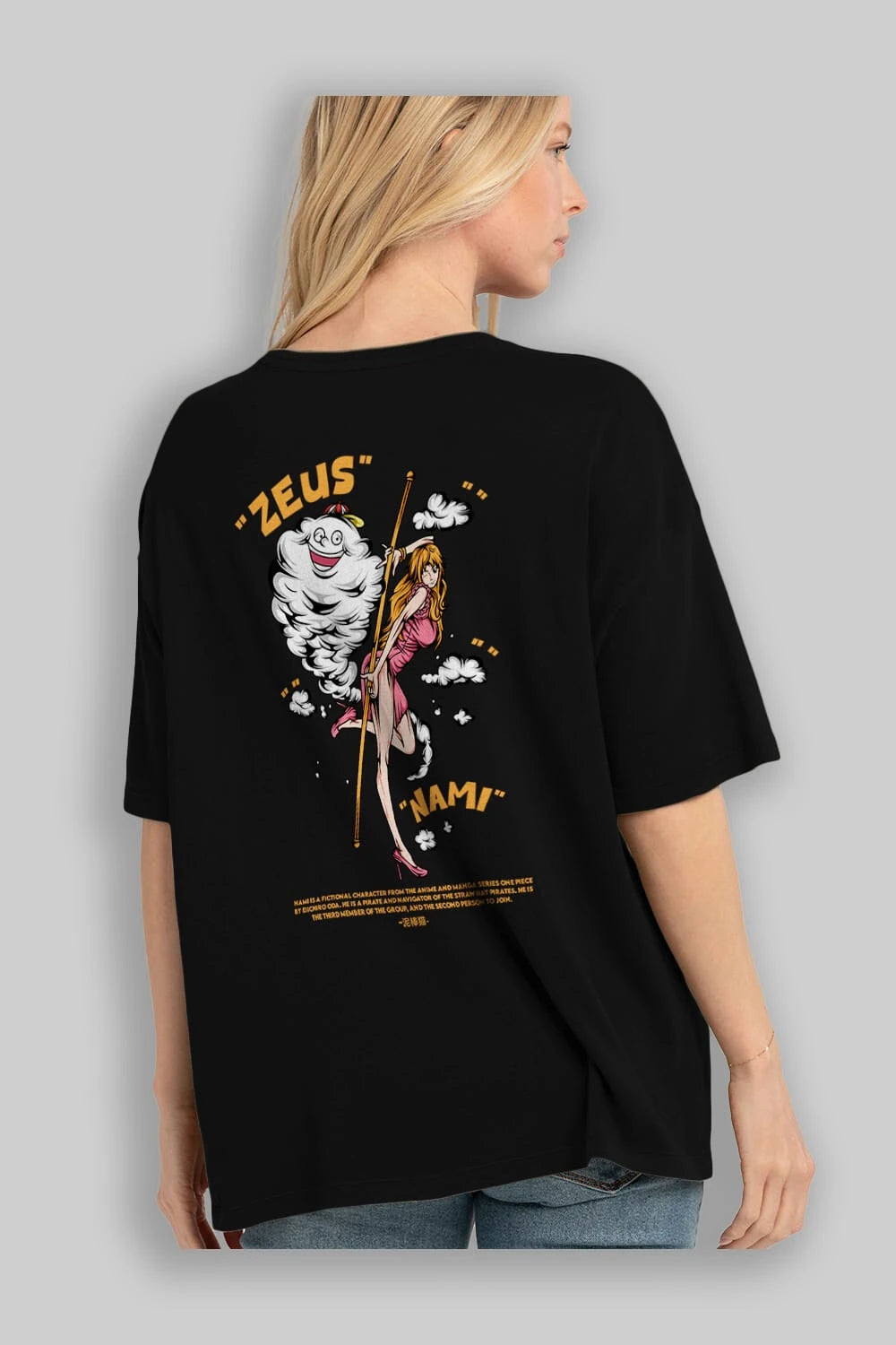 Zeus Nami Anime Arka Baskılı Oversize t-shirt Erkek Kadın Unisex