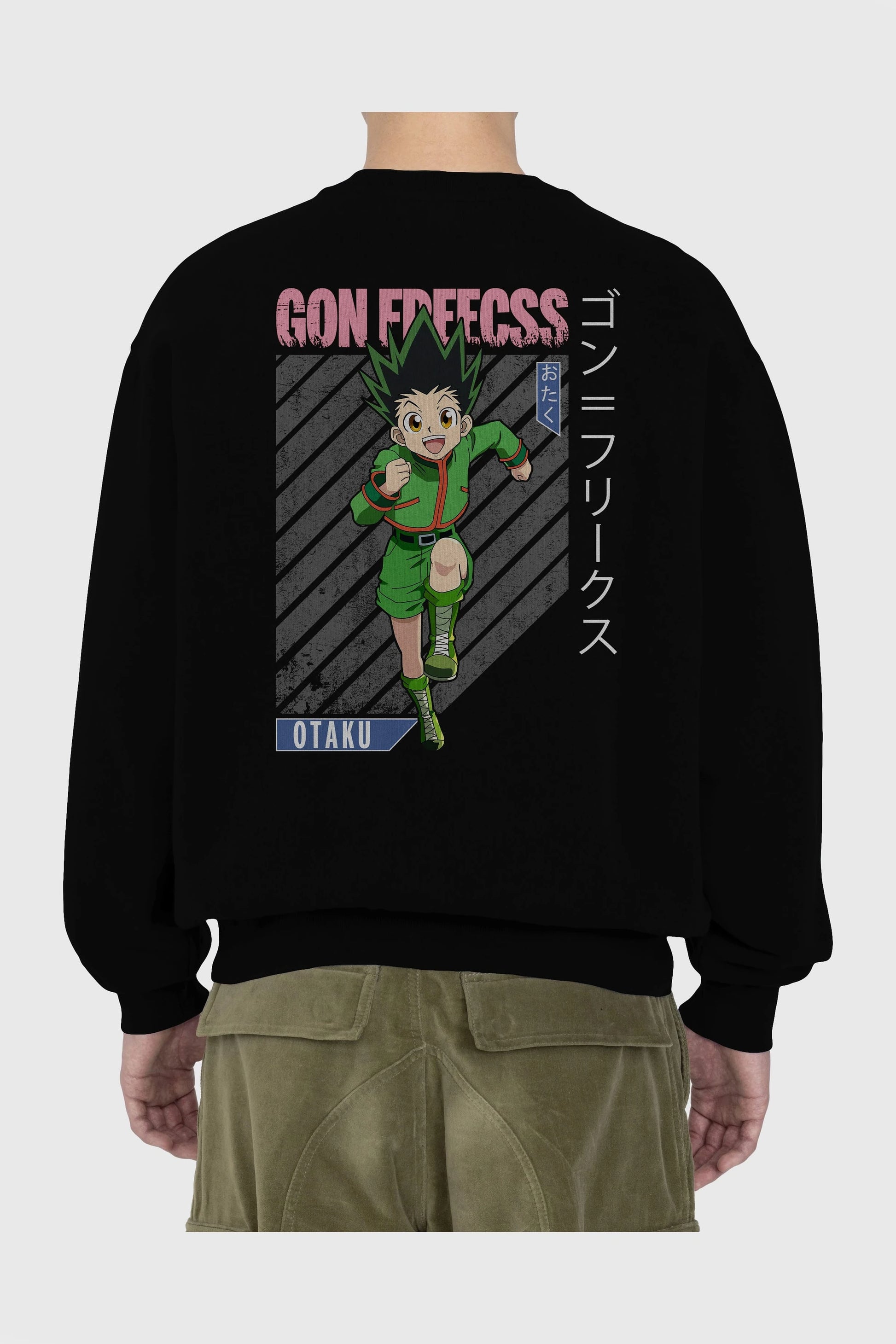 Gon Freecss HUNTER X HUNTER Anime Arka Baskılı Oversize Sweatshirt Erkek Kadın Unisex