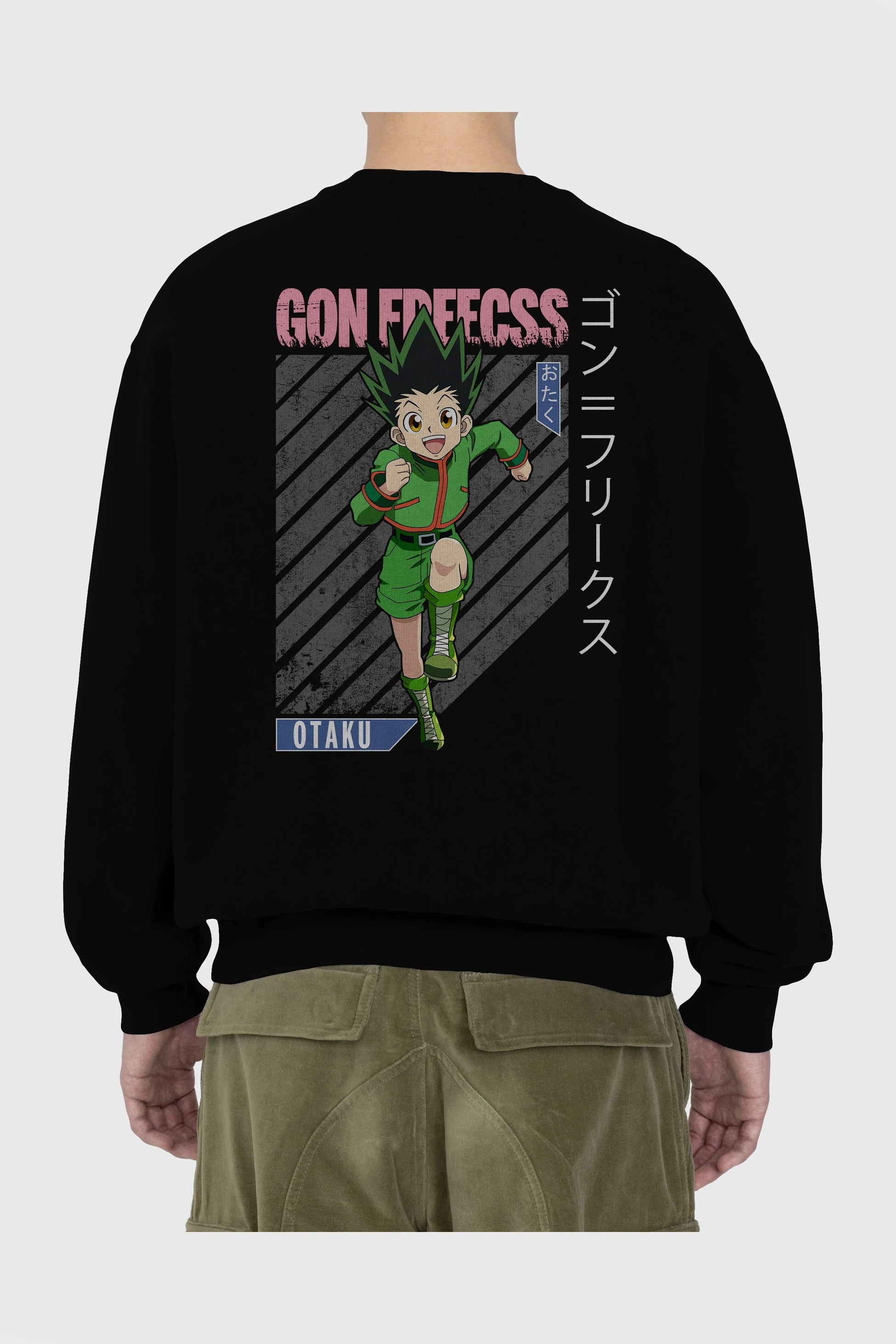 Gon Freecss HUNTER X HUNTER Anime Arka Baskılı Oversize Sweatshirt Erkek Kadın Unisex