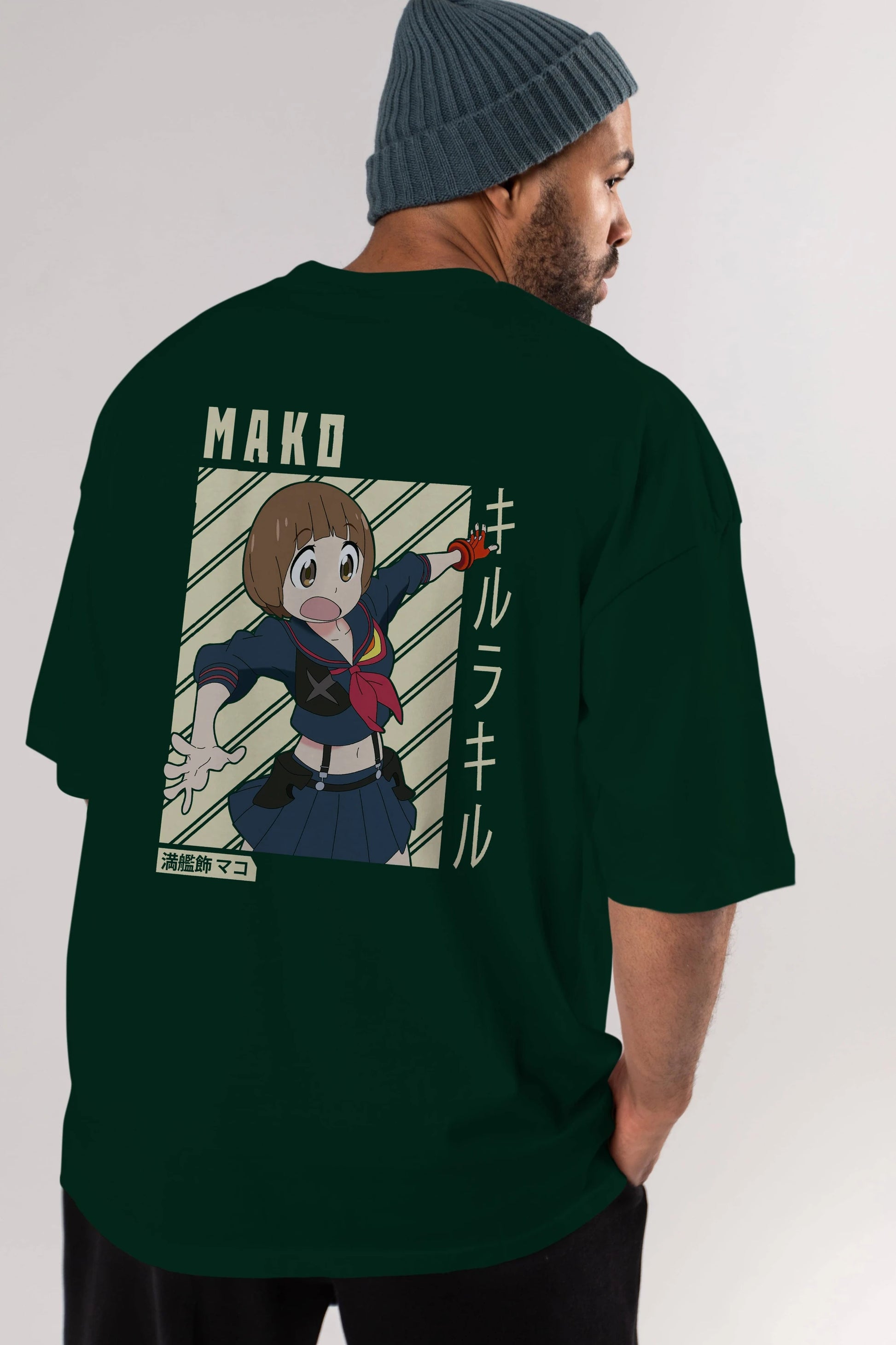 Mako Mankanshoku 1 Anime Arka Baskılı Oversize t-shirt Erkek Kadın Unisex