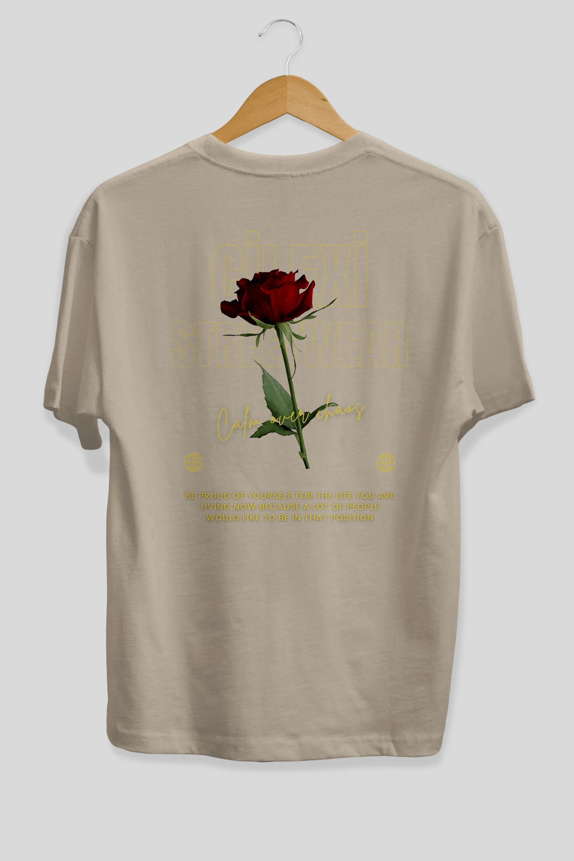 Rose Cilexi Streetwear Arka Baskılı Oversize t-shirt Erkek Kadın Unisex