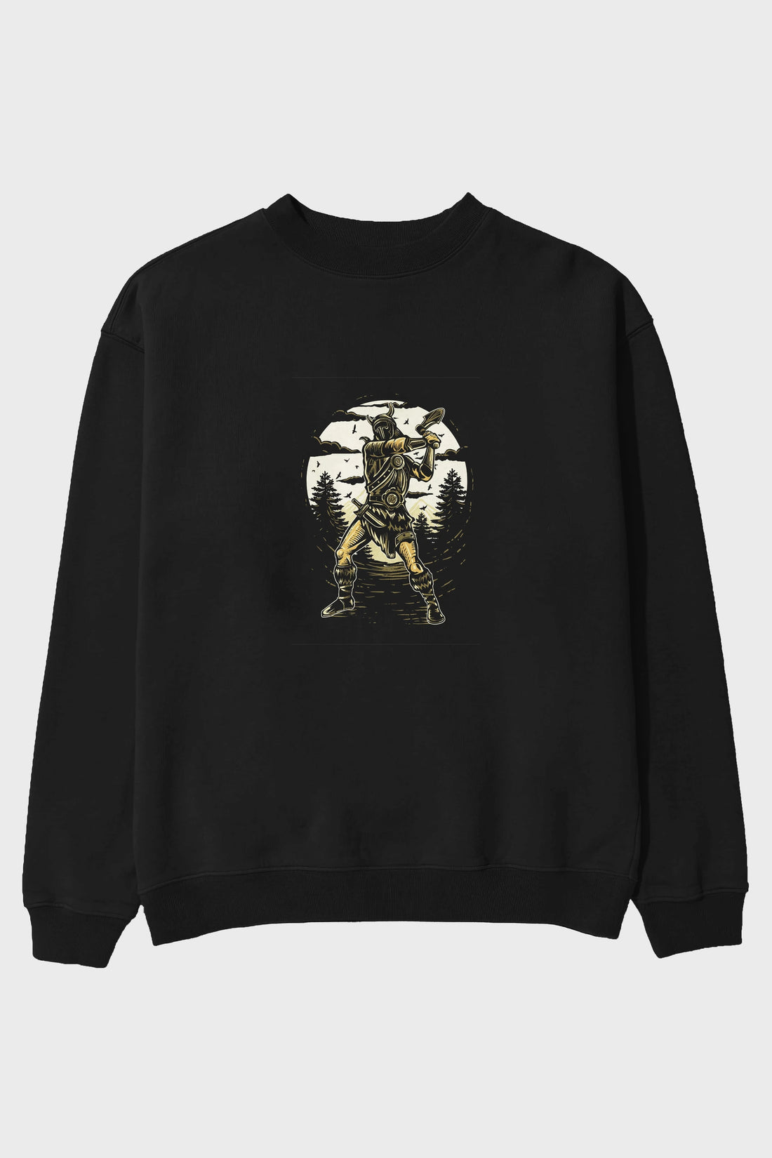 Viking Ön Baskılı Oversize Sweatshirt Erkek Kadın Unisex