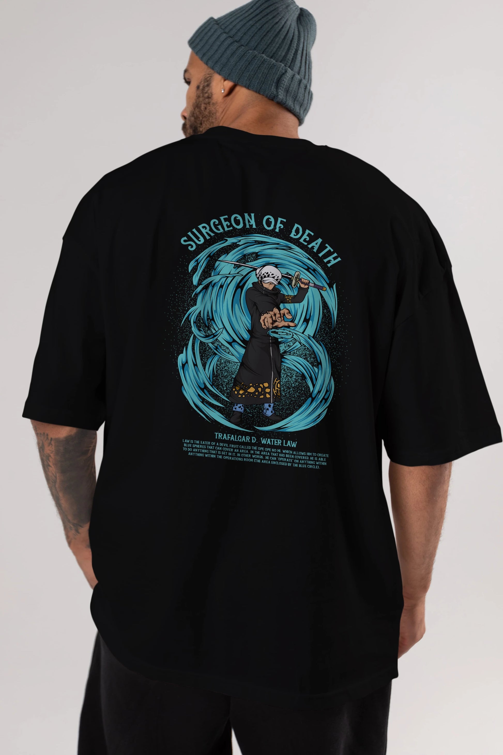 Trafalgad D. Water Law Anime Arka Baskılı Oversize t-shirt Erkek Kadın Unisex