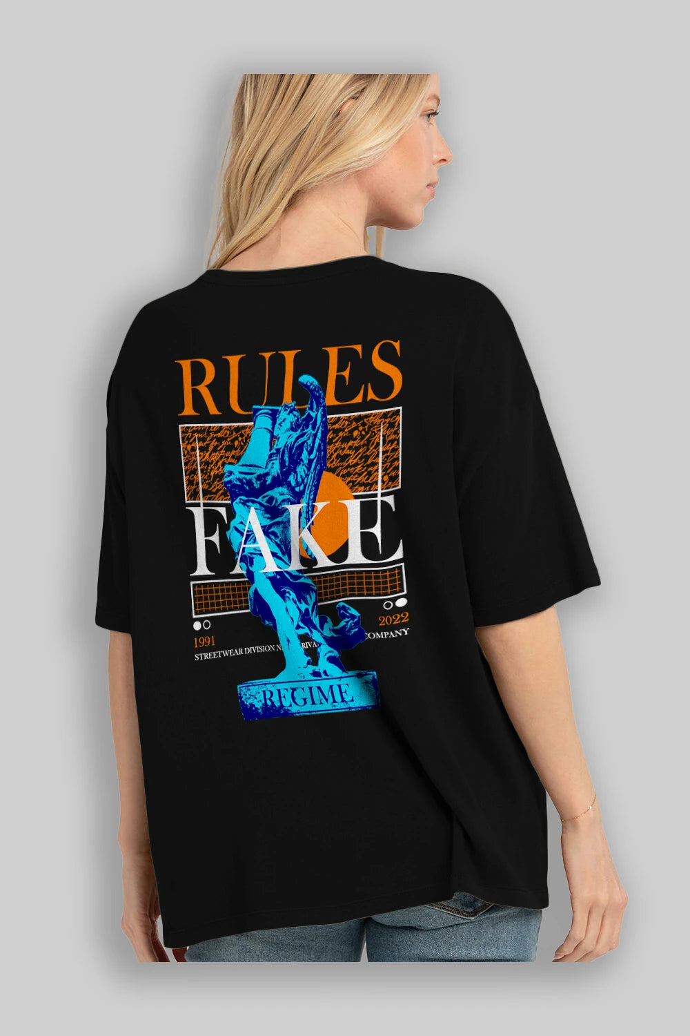 Rules Fake Arka Baskılı Oversize t-shirt Erkek Kadın Unisex