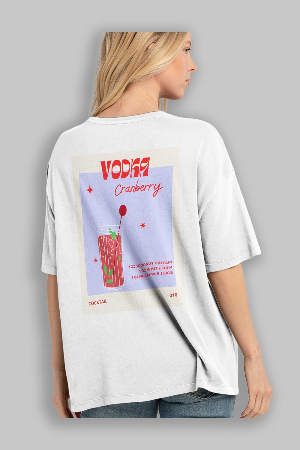 Vodka Cranberry Arka Baskılı Oversize t-shirt Erkek Kadın Unisex %100 Pamuk Bisiklet Yaka tişort