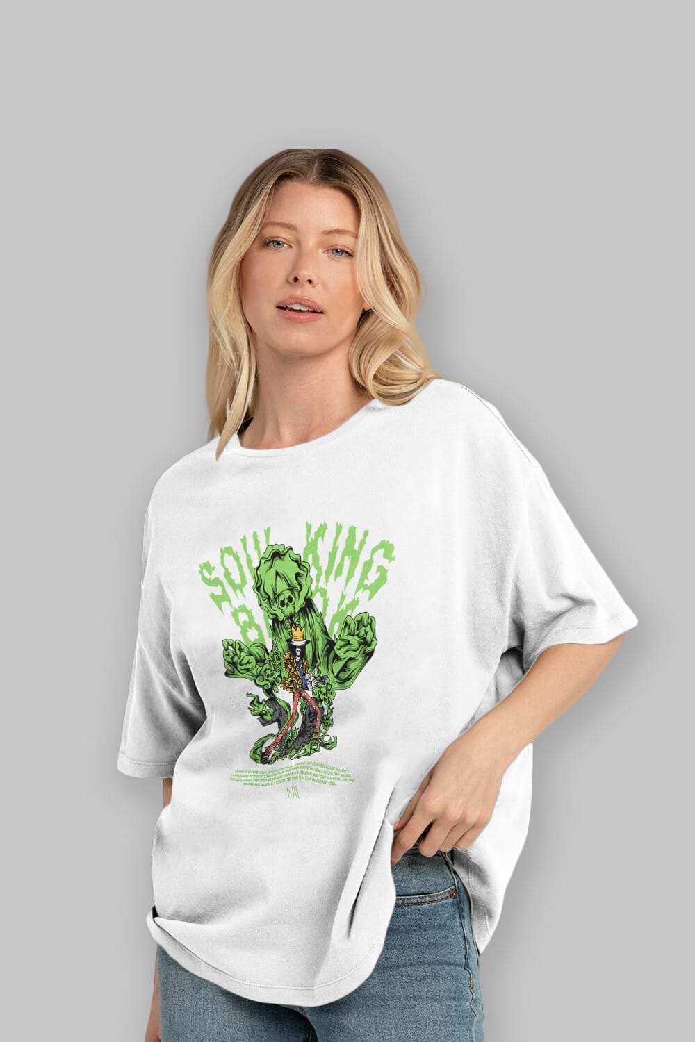 Soul King Brook Anime Ön Baskılı Oversize t-shirt %100 pamuk Erkek Kadın Unisex