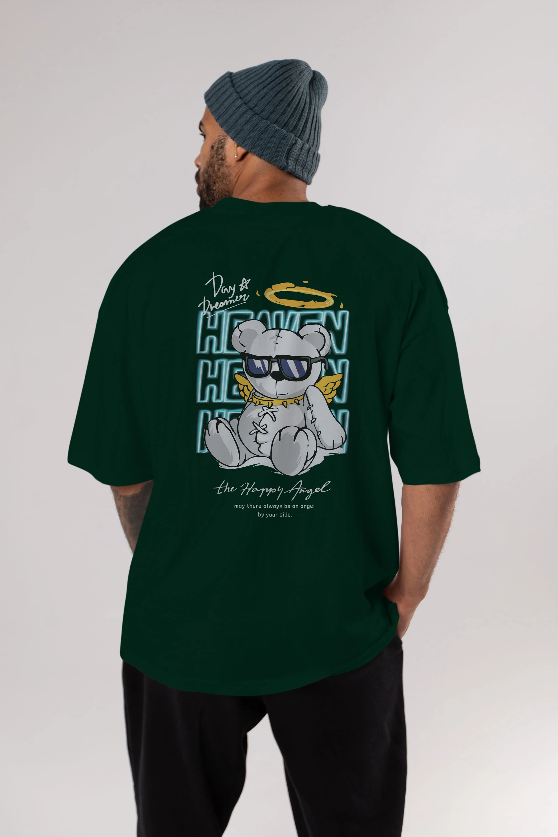 Heaven Bear Arka Baskılı Oversize t-shirt Erkek Kadın Unisex