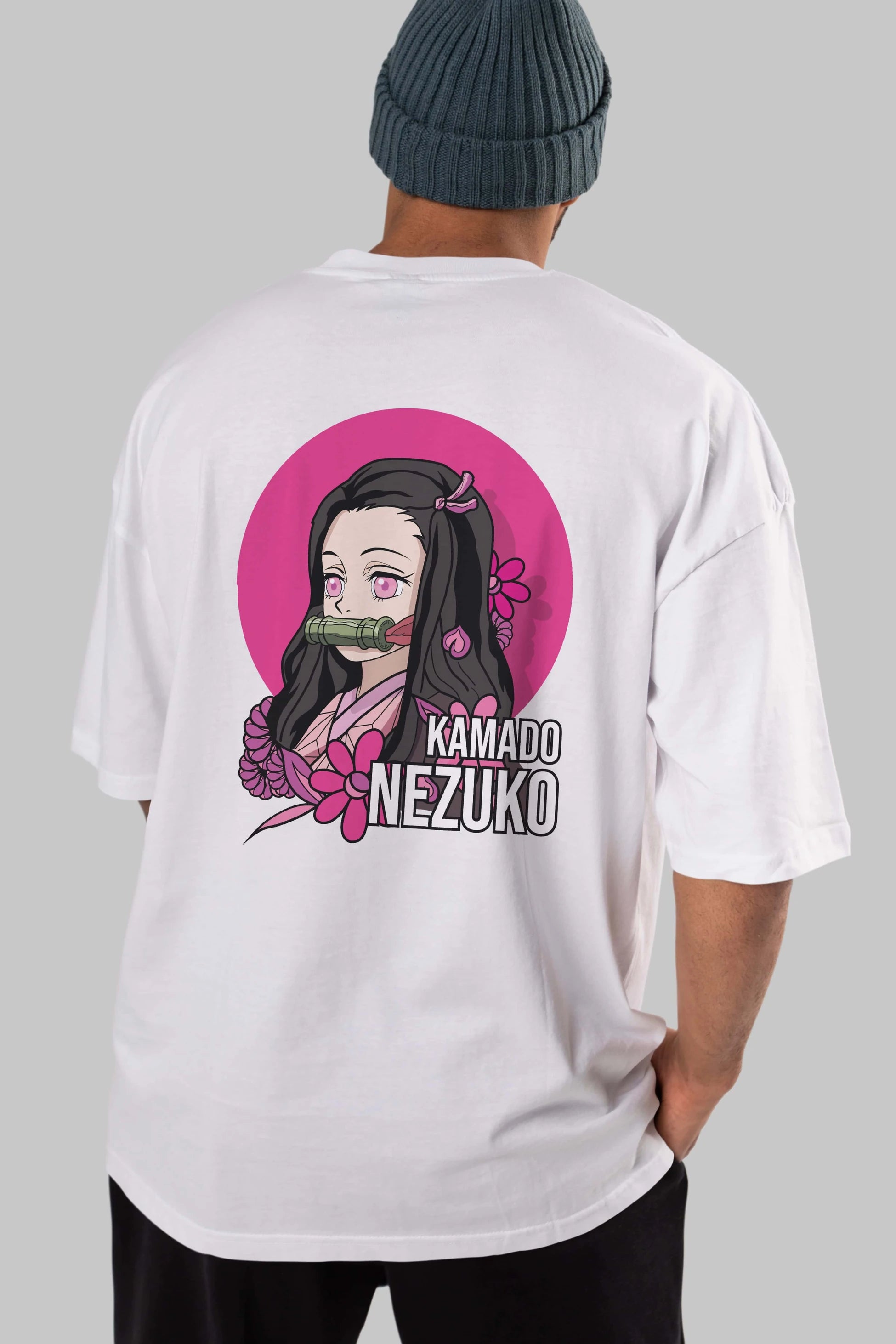 Nezuko Kamado 2 Anime Arka Baskılı Oversize t-shirt Erkek Kadın Unisex