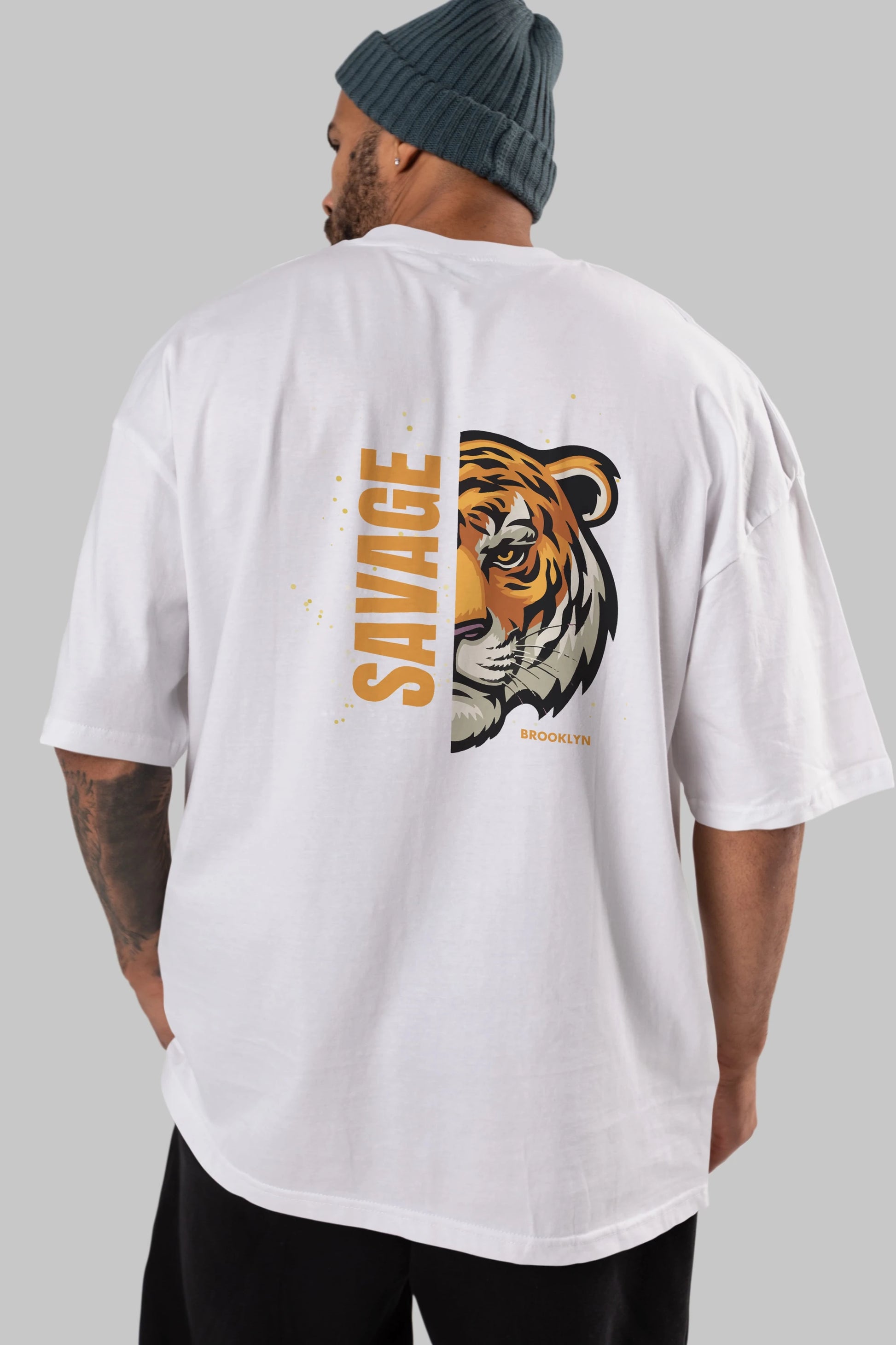 Savage Brooklyn Yazılı Arka Baskılı Oversize t-shirt Erkek Kadın Unisex