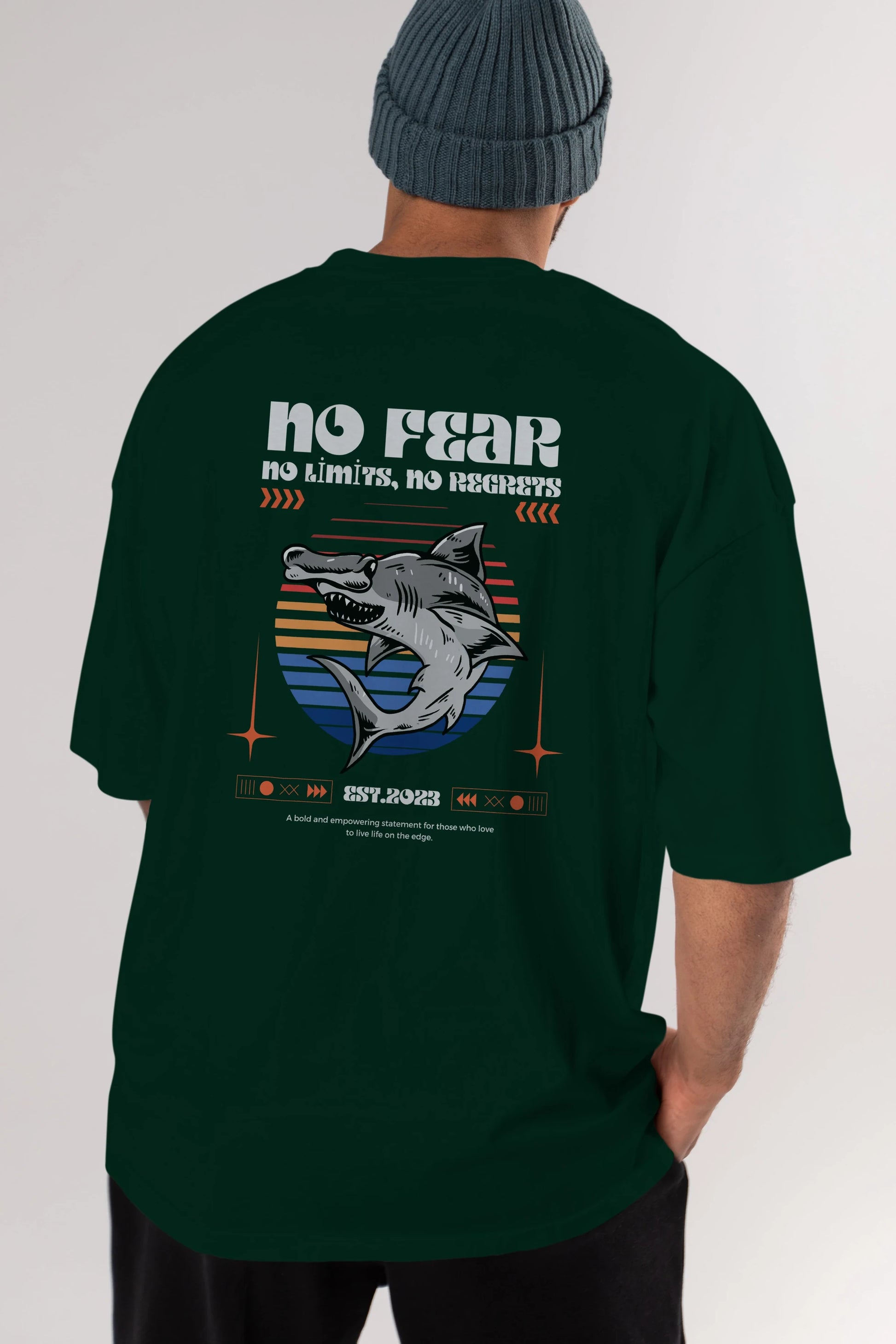 No Fear Yazılı Arka Baskılı Oversize t-shirt Erkek Kadın Unisex