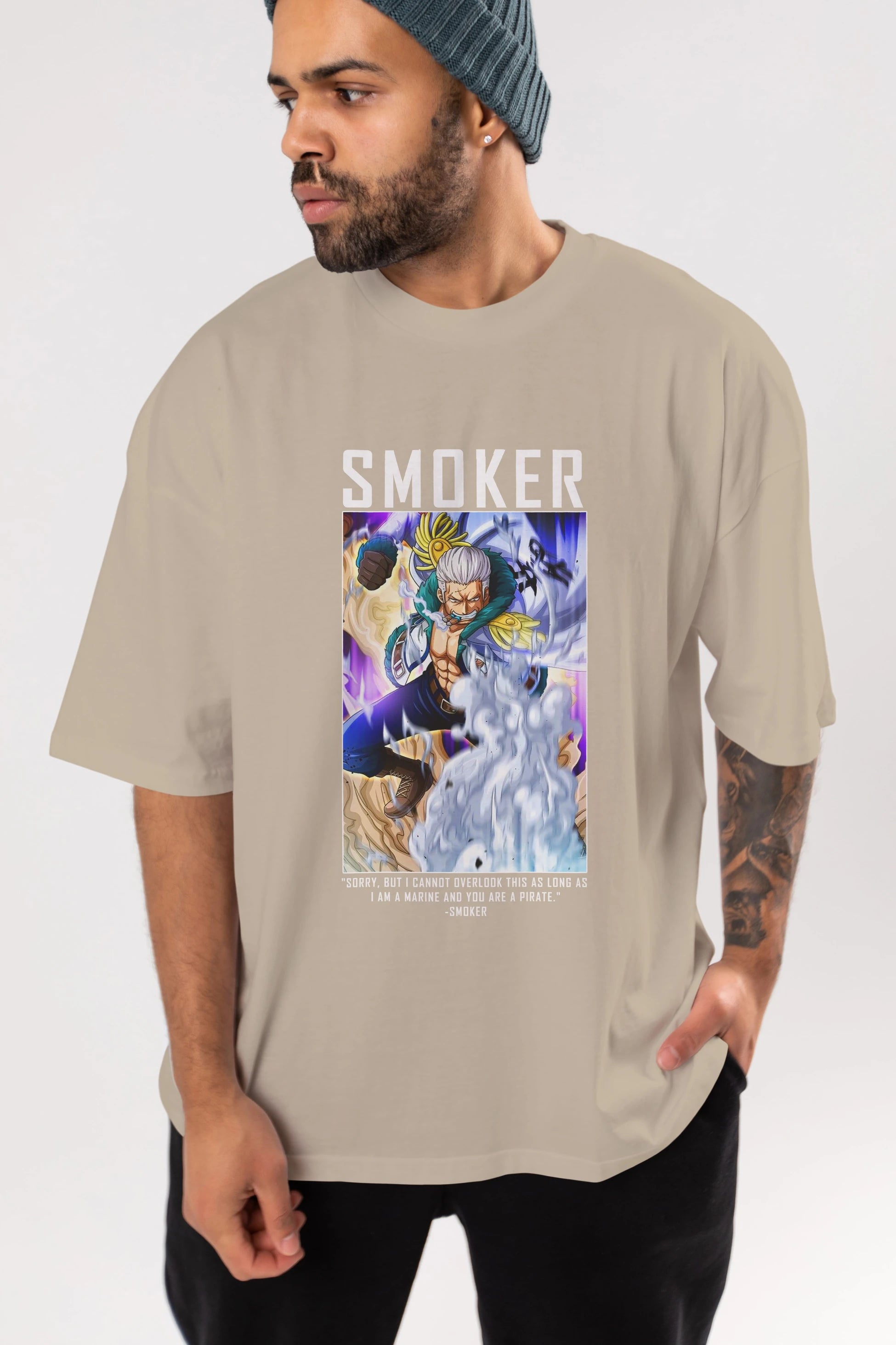 Smoker Anime Ön Baskılı Oversize t-shirt Erkek Kadın Unisex