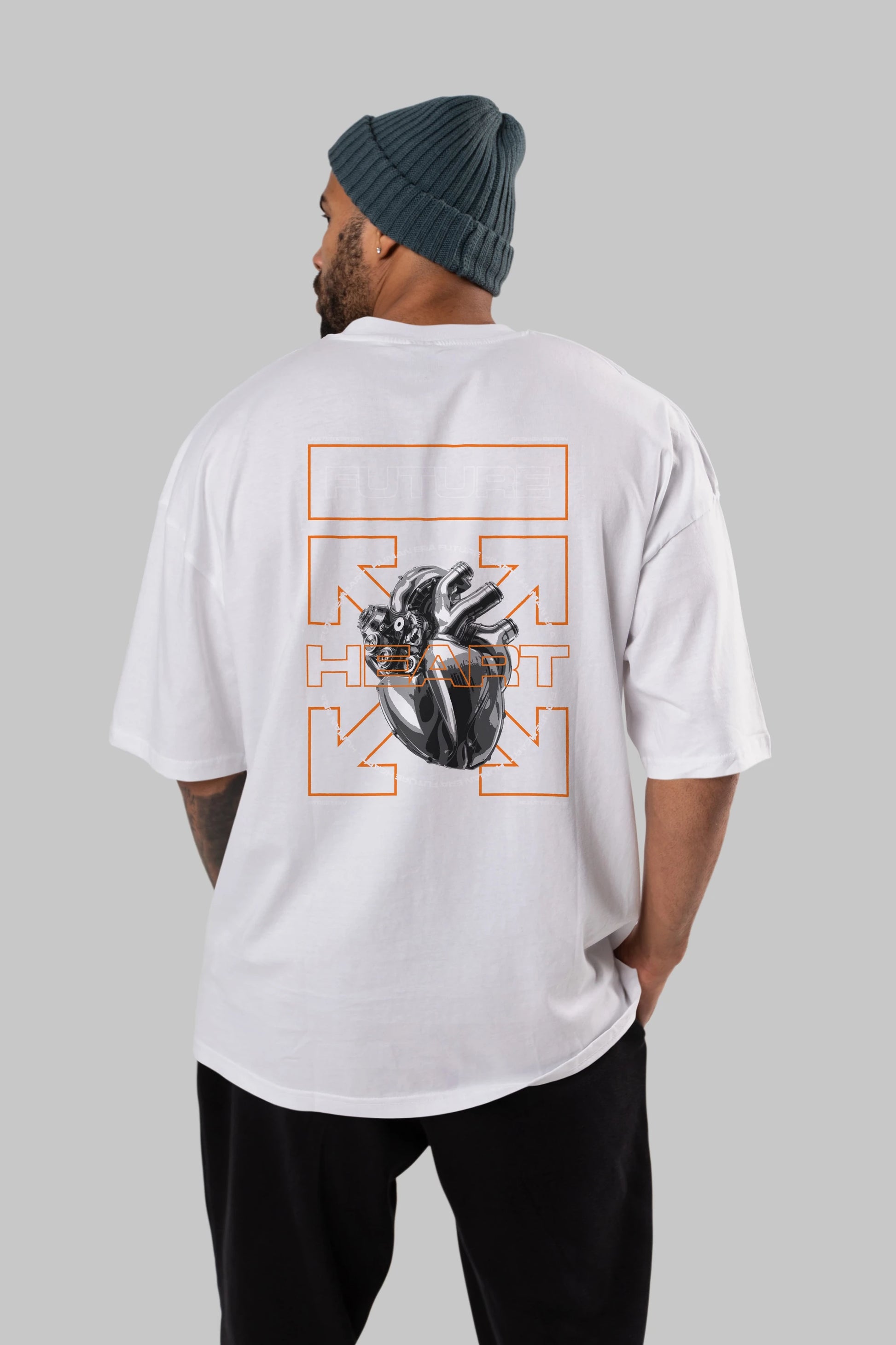 Future Heart Arka Baskılı Oversize t-shirt Erkek Kadın Unisex