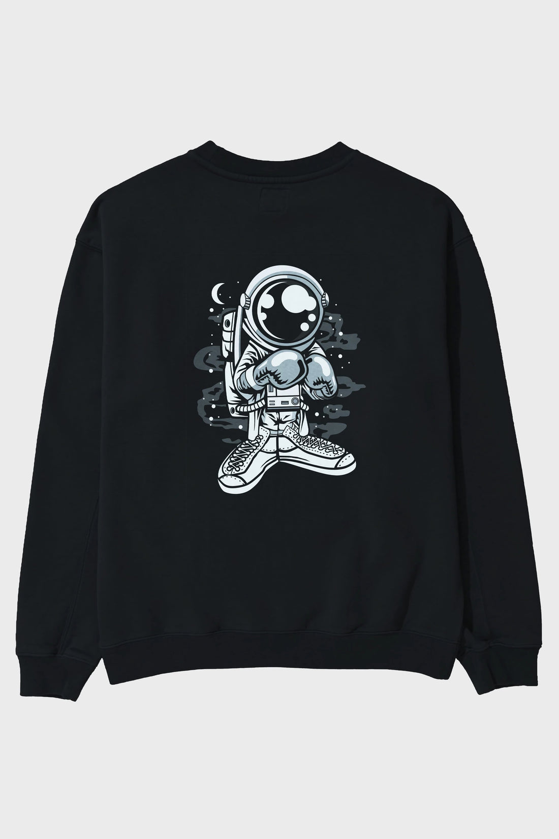 Astronaut Boxer Arka Baskılı Oversize Sweatshirt Erkek Kadın Unisex