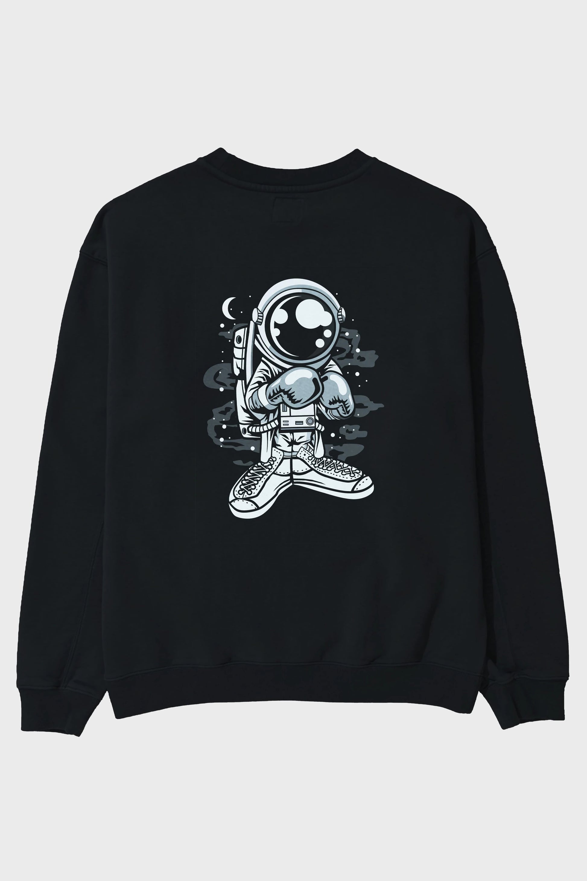 Astronaut Boxer Arka Baskılı Oversize Sweatshirt Erkek Kadın Unisex