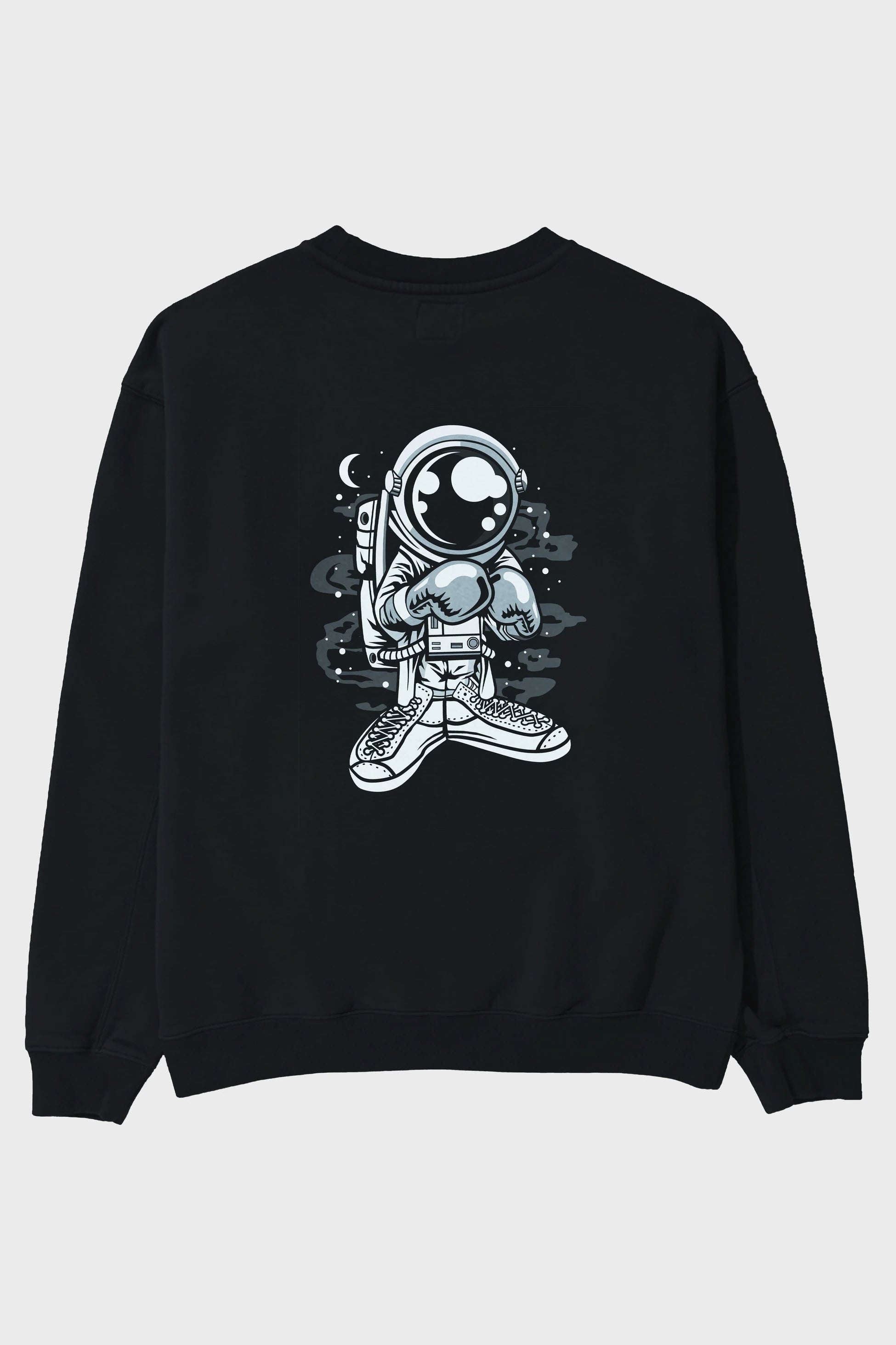 Astronaut Boxer Arka Baskılı Oversize Sweatshirt Erkek Kadın Unisex