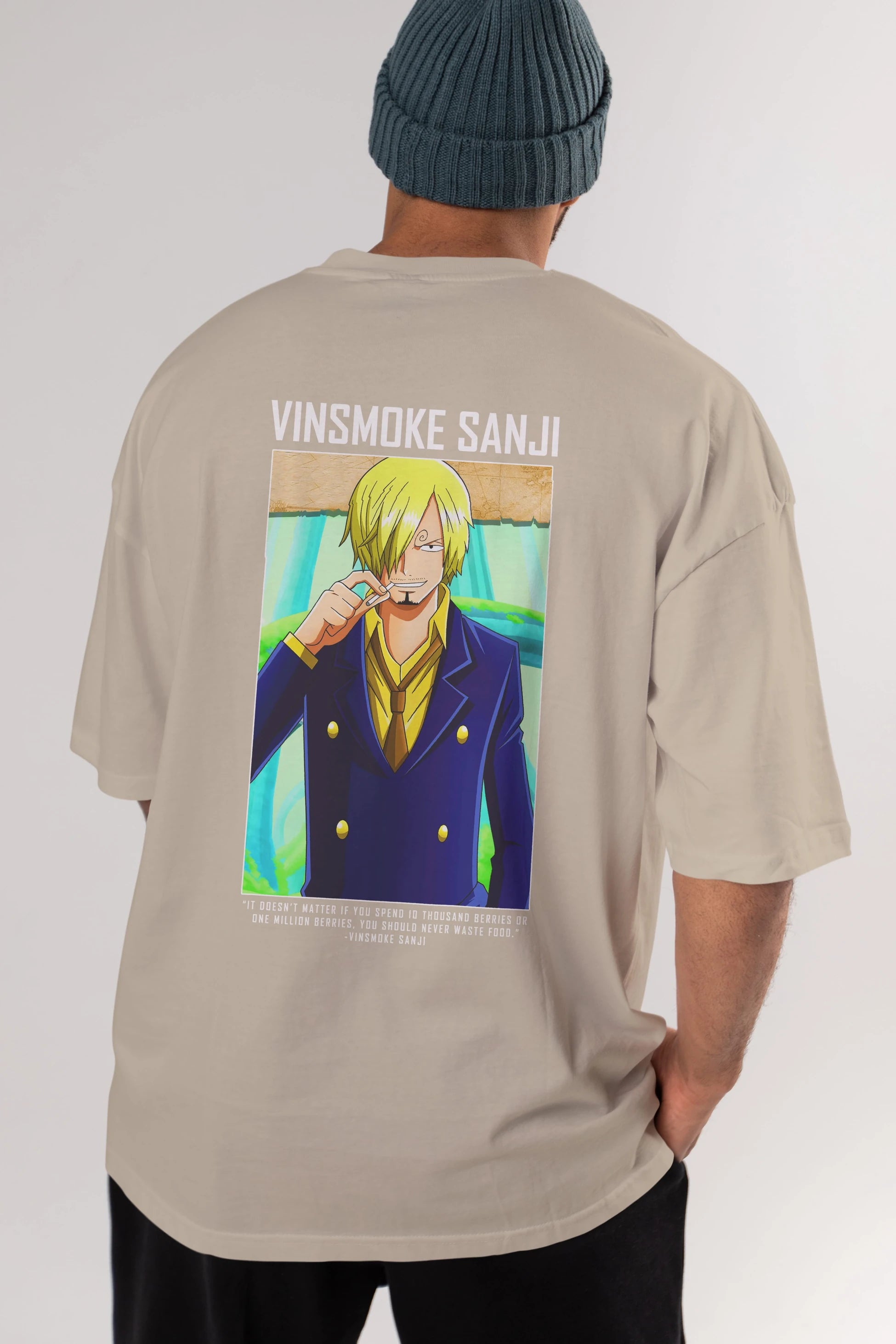 Sanji 2 Anime Arka Baskılı Oversize t-shirt Erkek Kadın Unisex %100 pamuk tişort